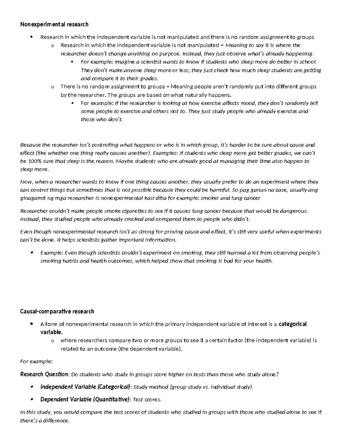 Nonexperimental research script - Nonexperimental research Research in ...