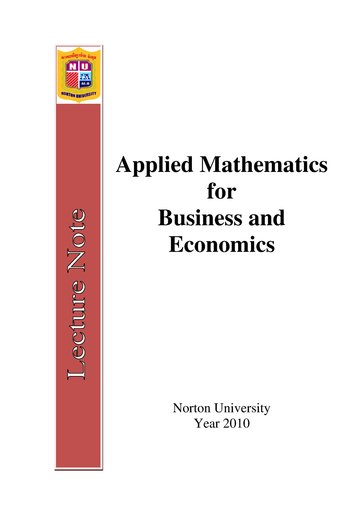 Applied Mathematics For Business And Economics - Applied Mathematics ...