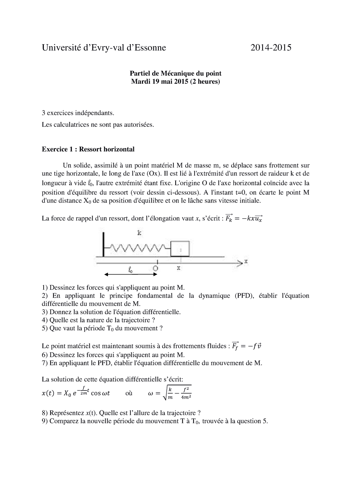 Examen 15 Questions Physique Universite D Evry Studocu