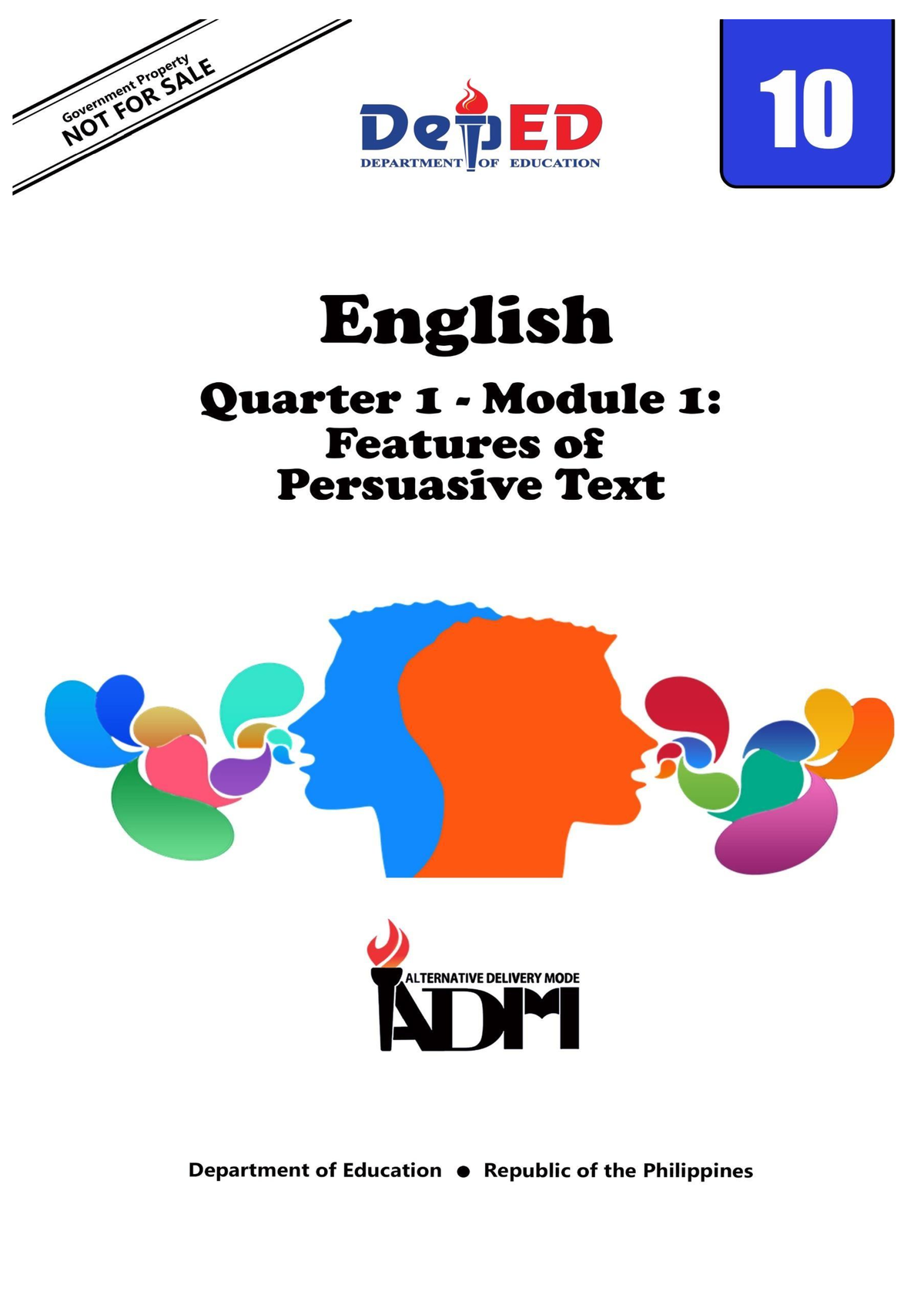 English 10 Q1 Mod1 Featuresofpersuasivetext V5 - 2 Development Team Of 