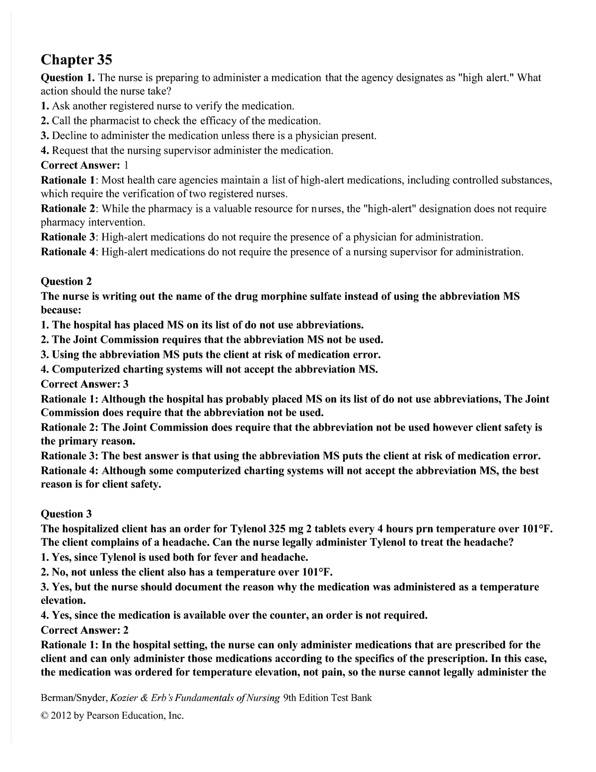 Medication Administation - Chapter 35Chapter 35 Question 1 1. The Nurse ...