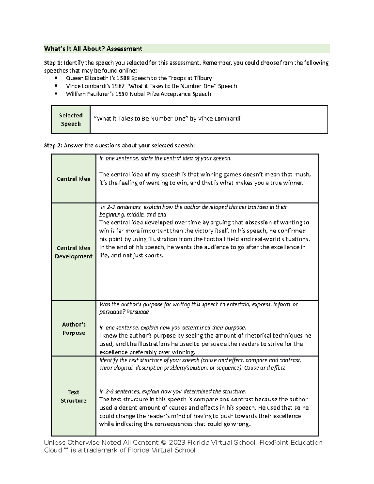 Whats it all about assessment - What’s It All About? Assessment Step 1 ...