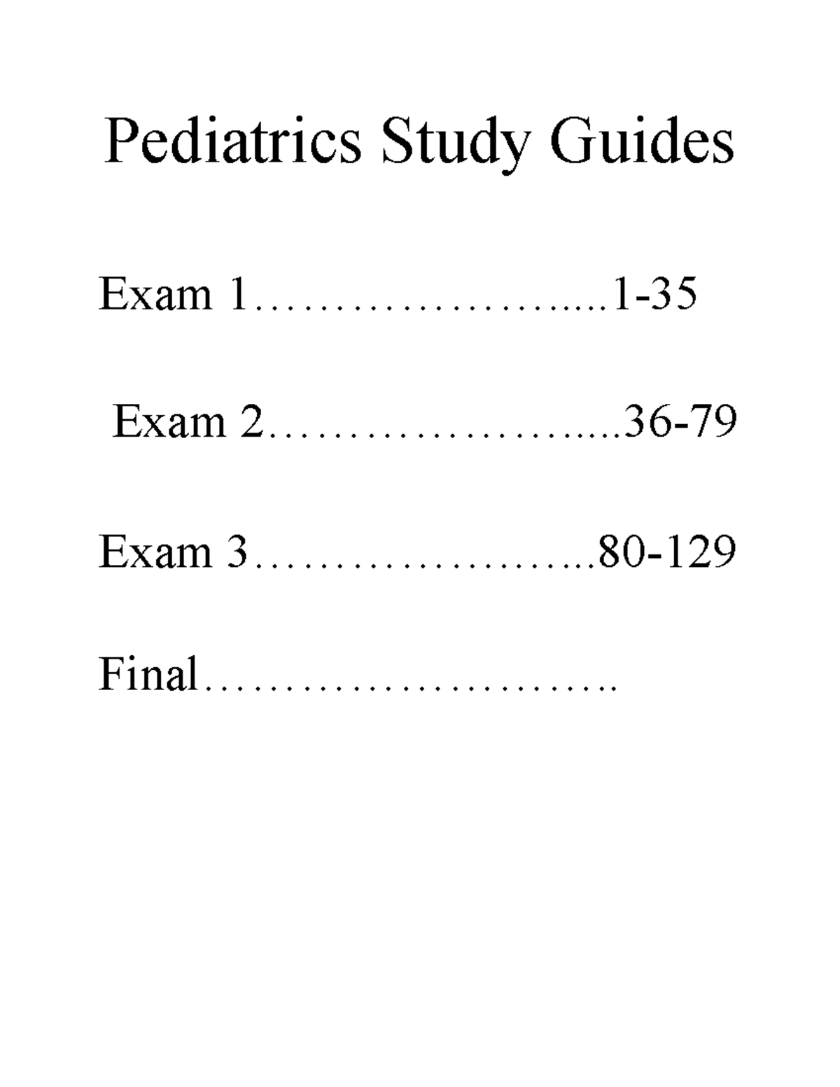 NEW-PEDS Study Guides - Notes - Pediatrics Study Guides Exam 1 ...