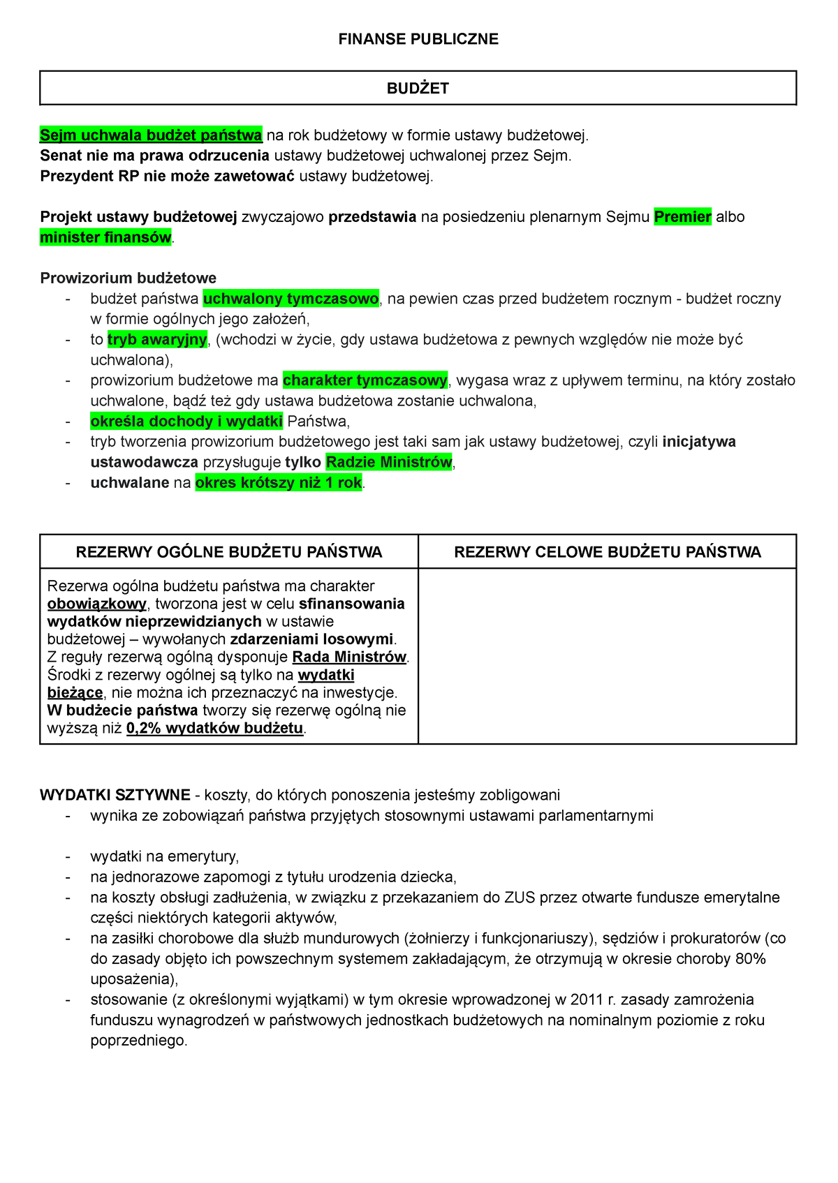 Finanse Publiczne - Zagadnienia Do Kolokwium - FINANSE PUBLICZNE BUDŻET ...