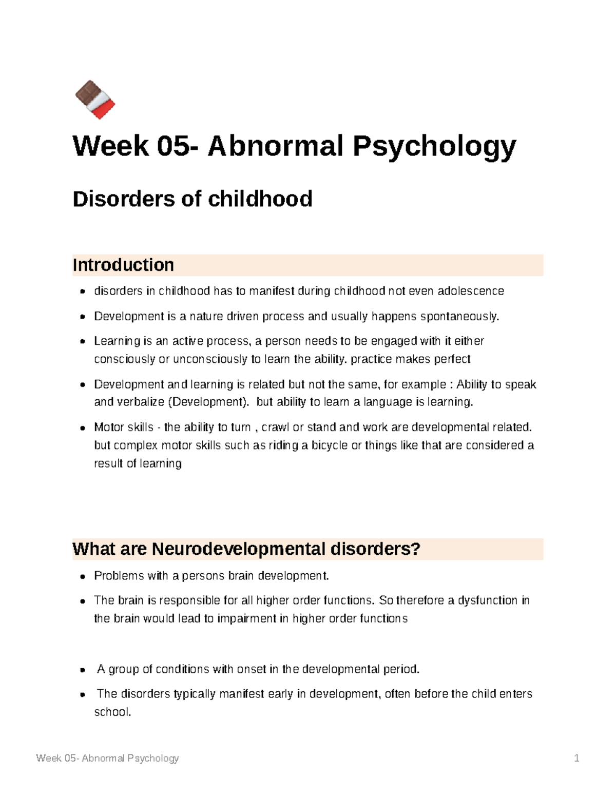 Week 05- Abnormal - Lecture notes 5 - PSY 3032 - StuDocu