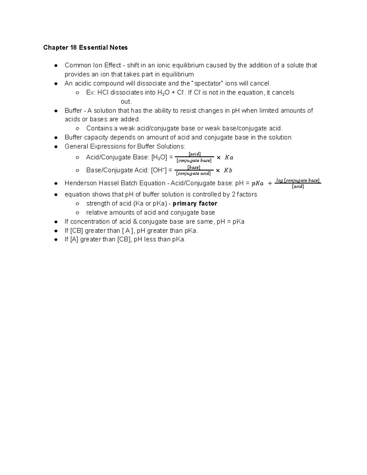 CHE Chapter 18 - These are practice problems that cover material in the ...