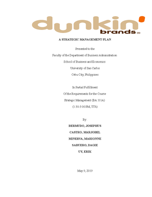 Dunkin Strategic Management Research