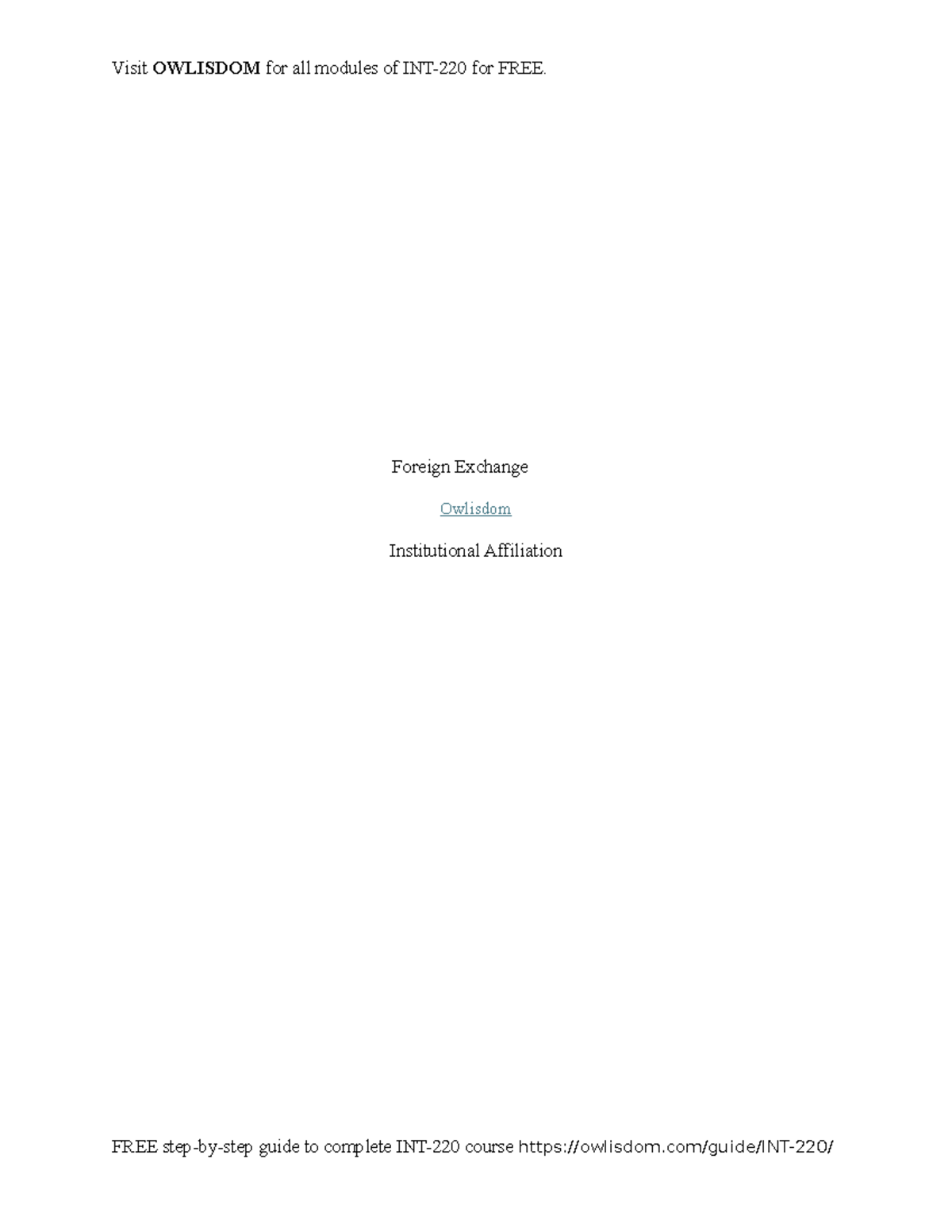 Int 220 4 2 assignment foreign exchange solution visit owlisdom for