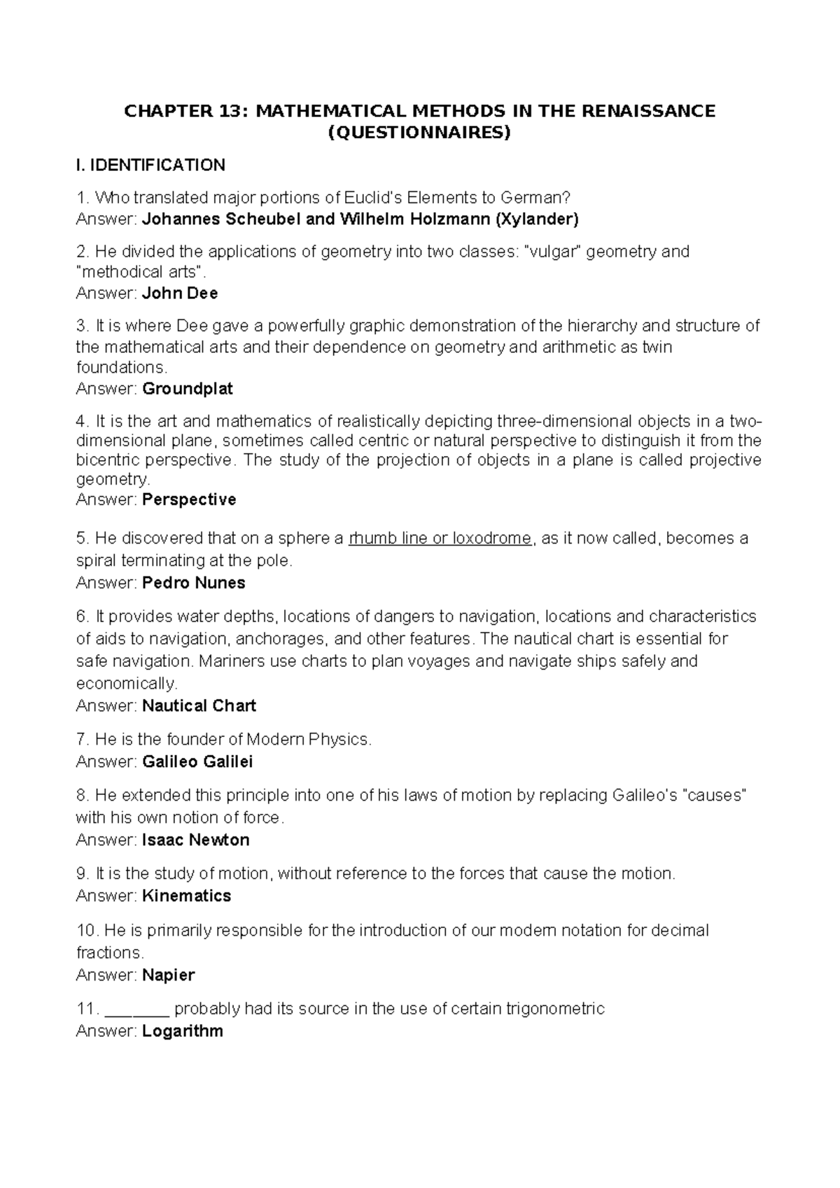 Chapter 13 Questionnaires - CHAPTER 13: MATHEMATICAL METHODS IN THE ...