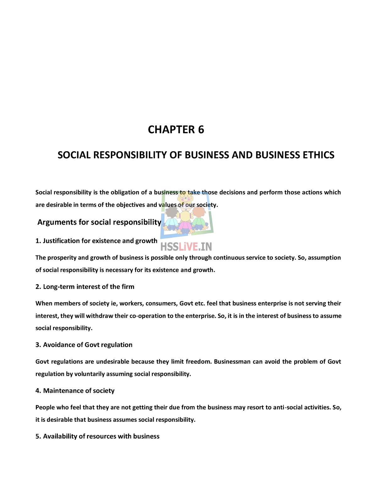 Plus One Chapter 6 - Business - CHAPTER 6 SOCIAL RESPONSIBILITY OF ...