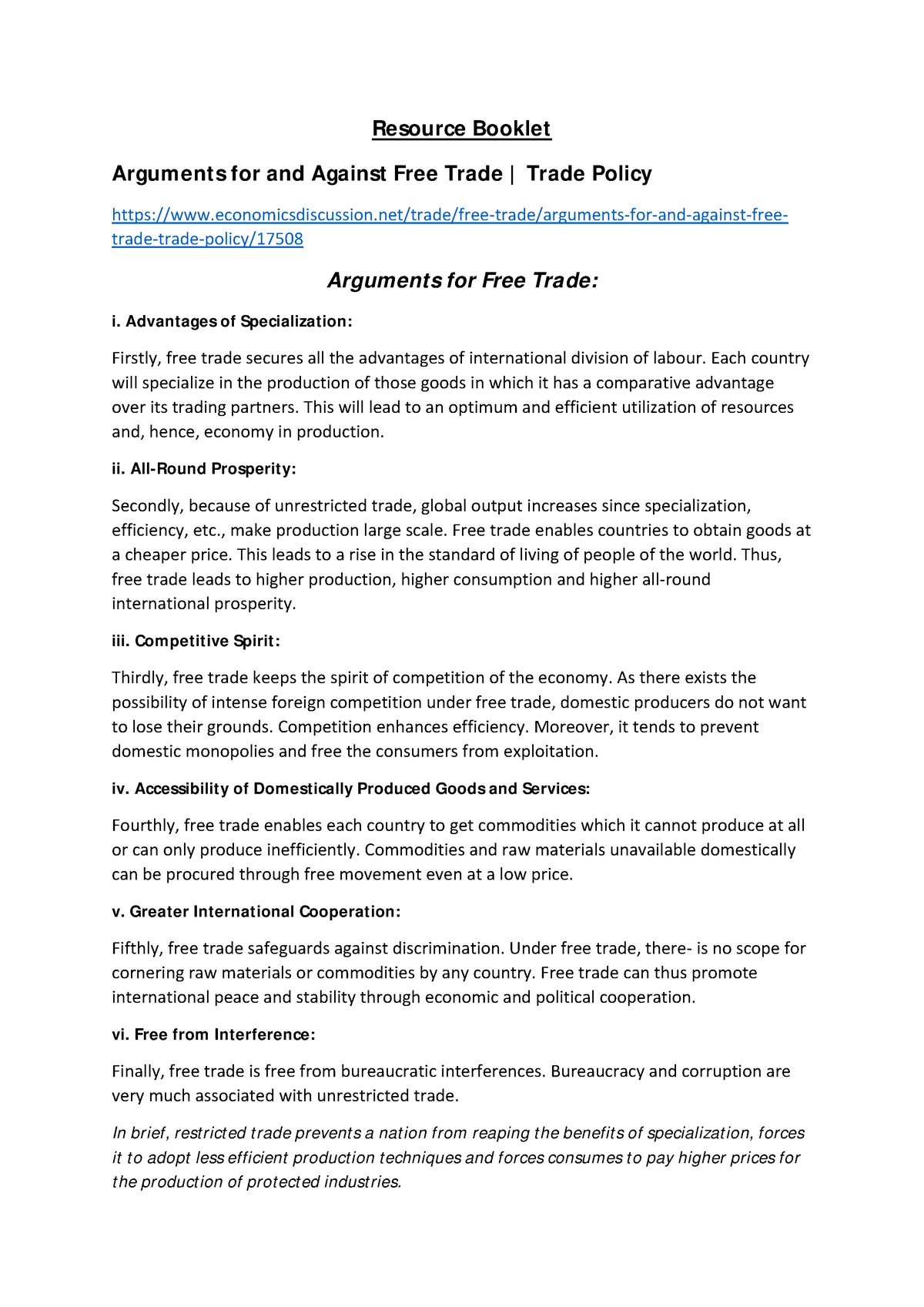 trade-resource-term-test-1-resource-booklet-arguments-for-and-against