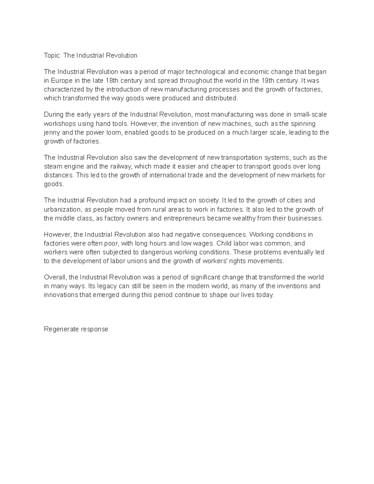 Topic The Industrial Revolution2 Topic The Industrial Revolution