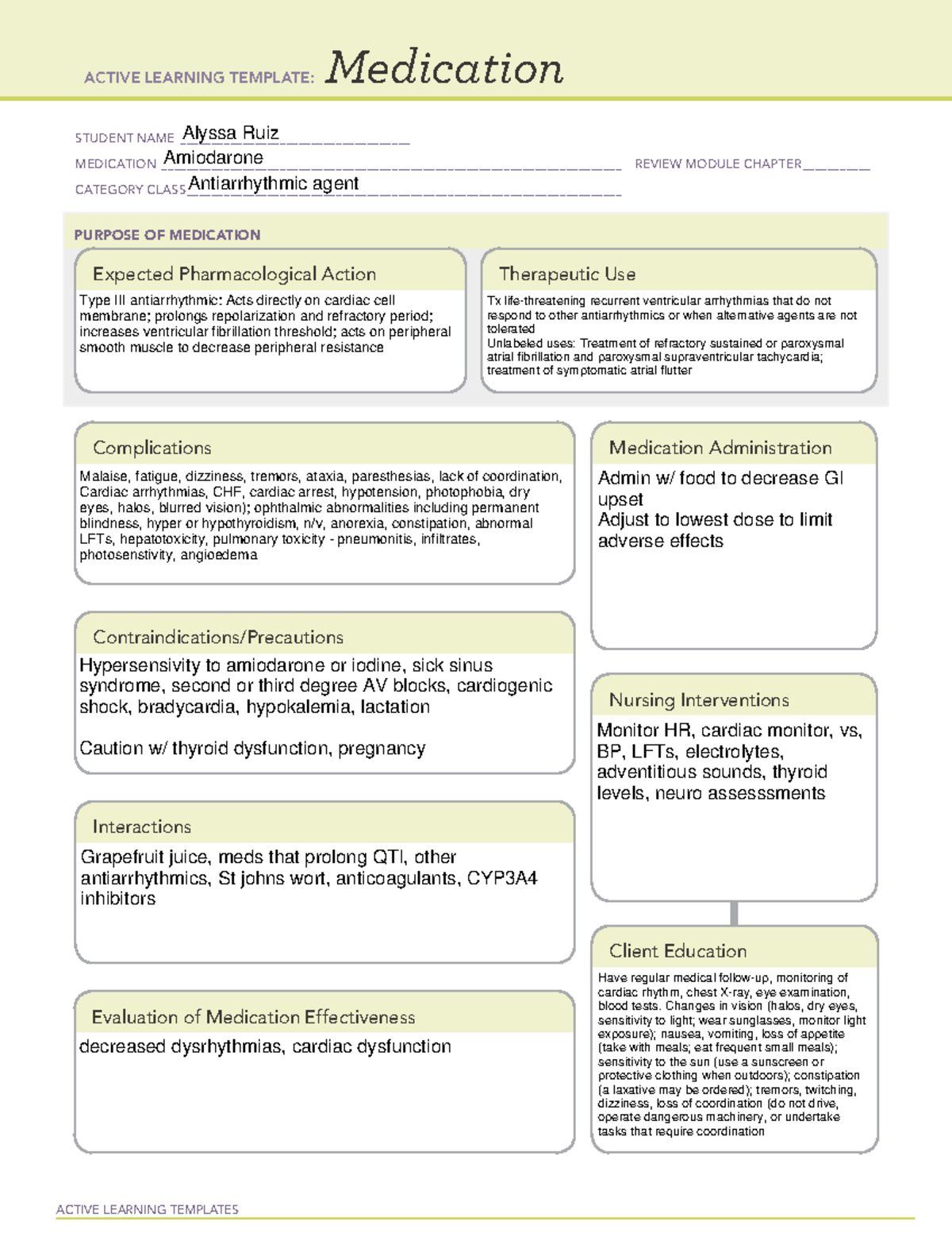 MSclinical 9Amiodarone - ACTIVE LEARNING TEMPLATES Medication STUDENT ...