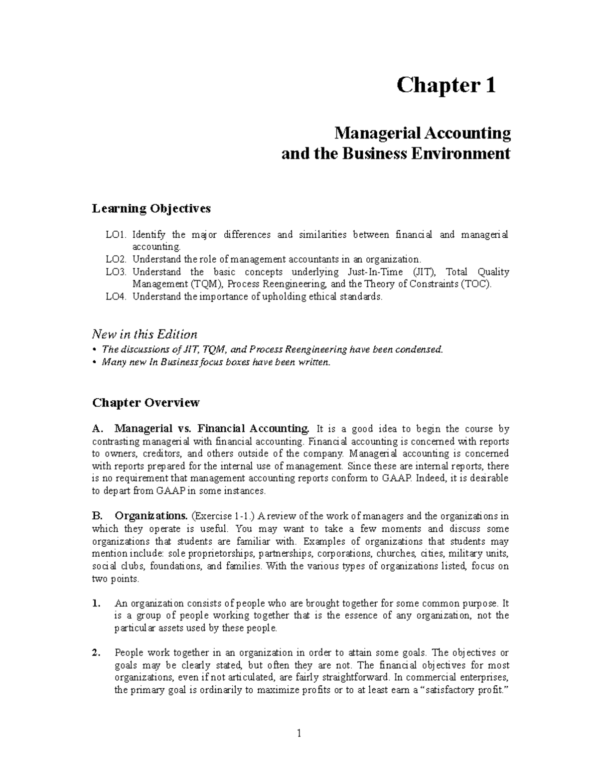 Chap 1 Chapt 1 Chapter 1 Managerial Accounting And The Business Environment Learning 3859