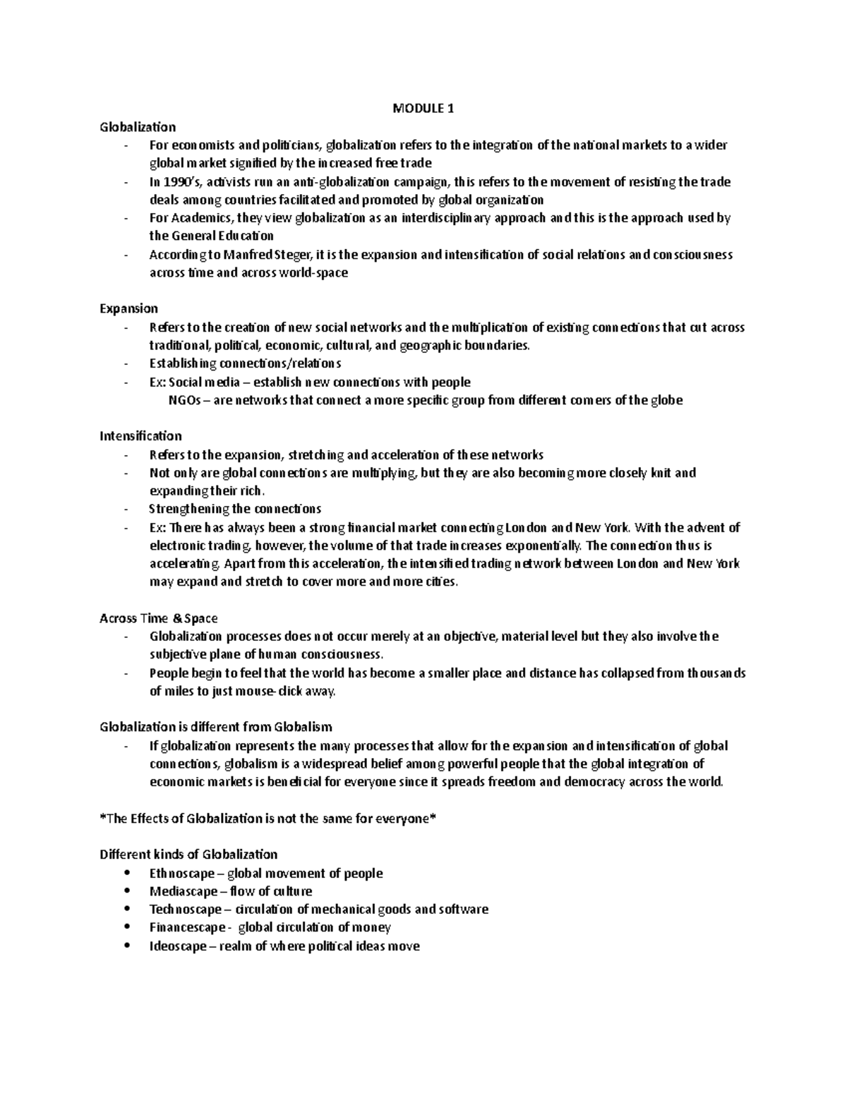 Module 1 - Globalization around the World - MODULE 1 Globalization ...