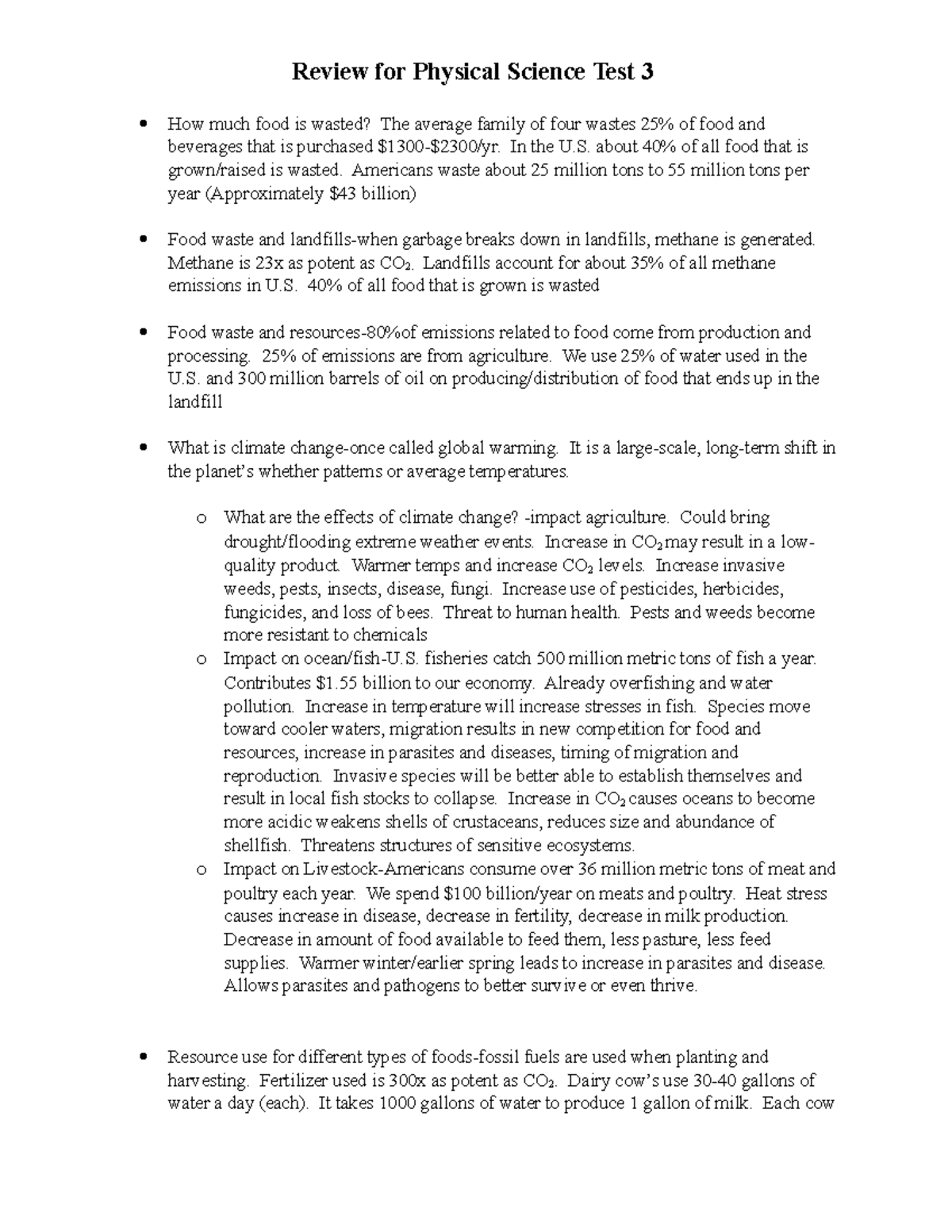 Physical science review test 3 Review for Physical Science Test 3 How