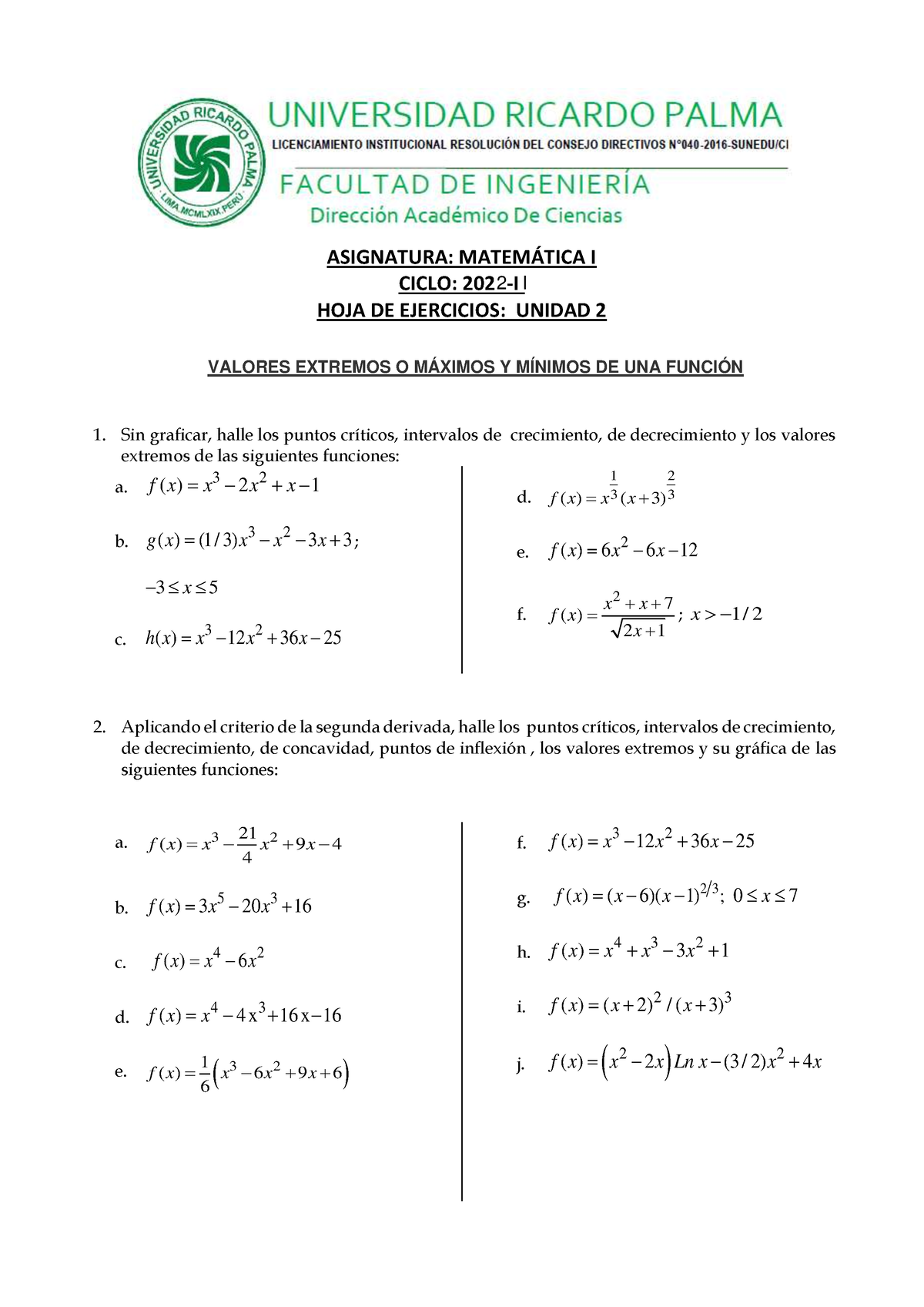 7 HOJA DE Ejercicios - Fisica Basica - ASIGNATURA: MATEM¡TICA I CICLO ...