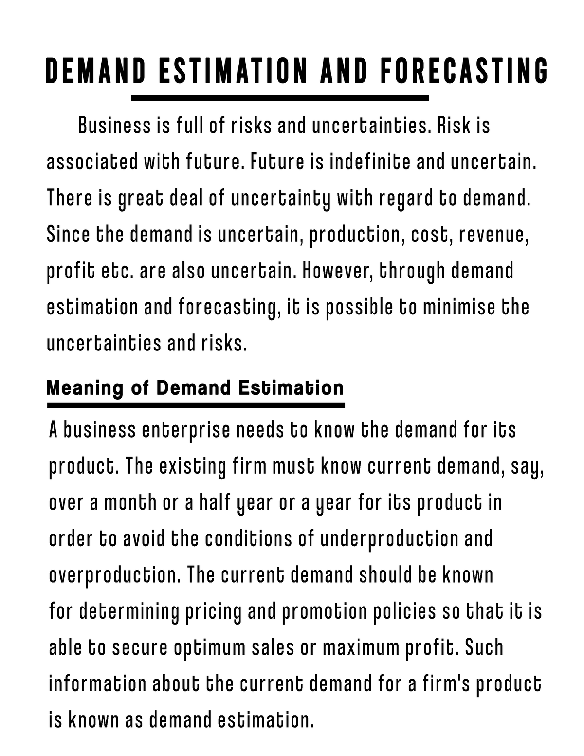 Demand Estimation And Forecasting - Business Economics - Studocu