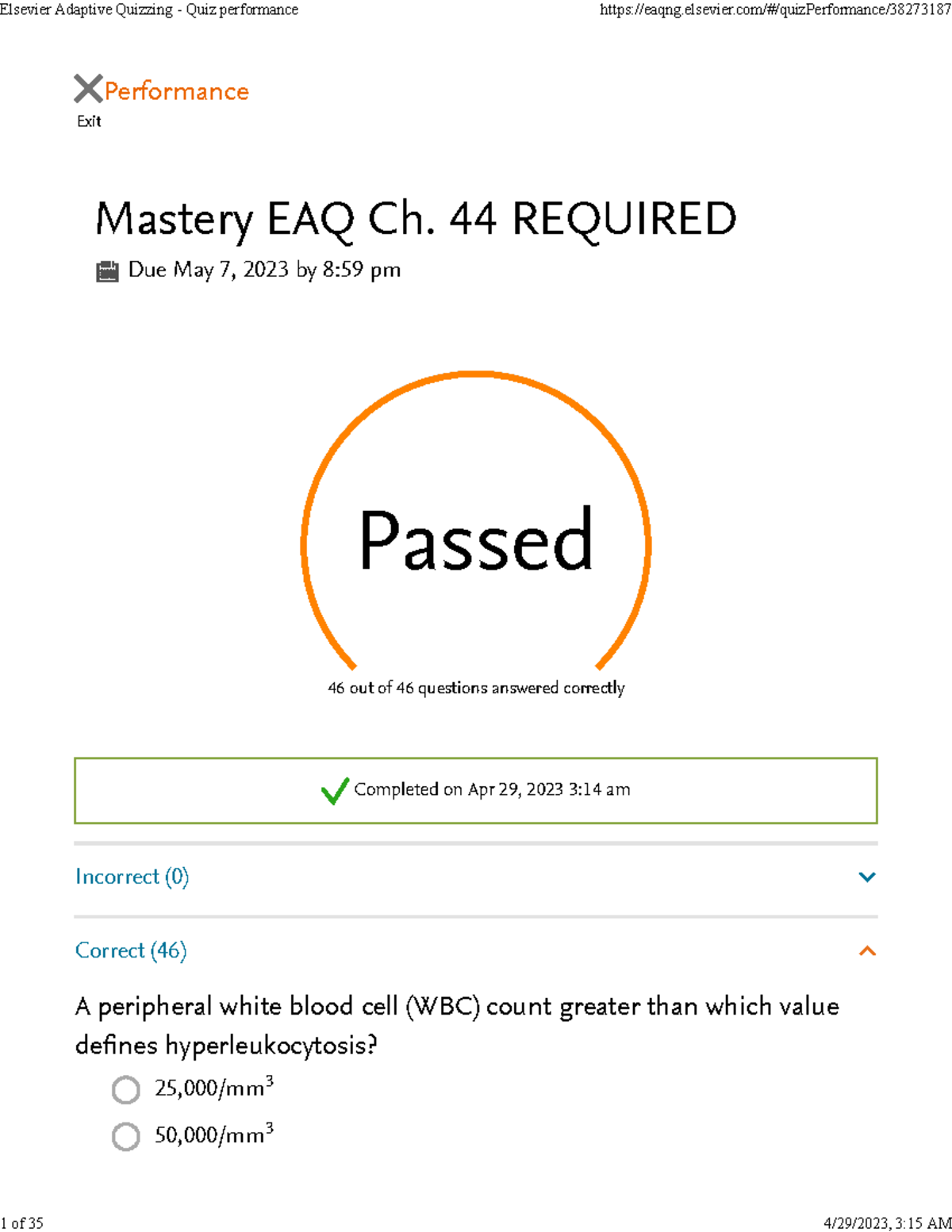 Chapter 44 Peds EAQ - Capstone - Exit Performance Mastery EAQ Ch. 44 ...