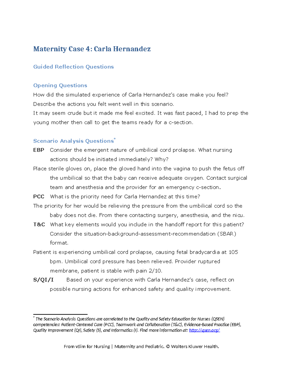 Mat Case 04 Carla Hernandez v Sim2 GRQ Maternity Case 4 Carla Hernandez Guided Reflection