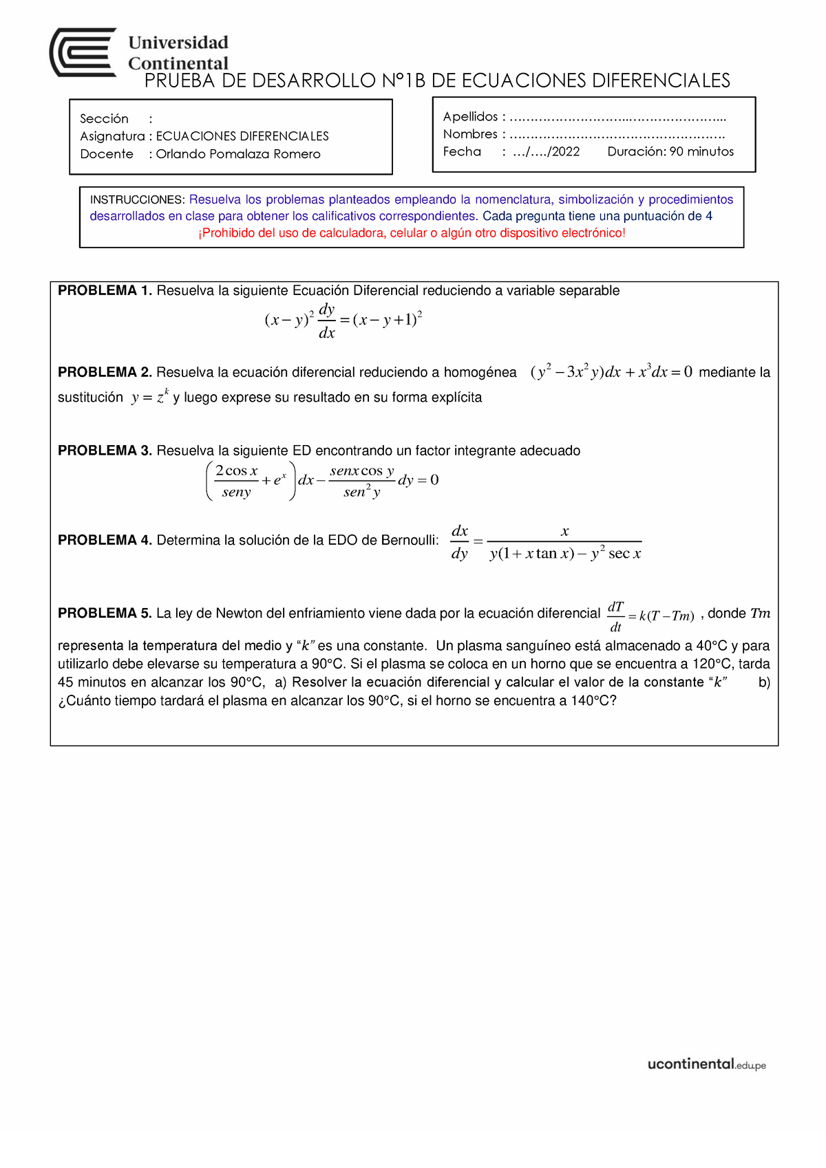 PD - 1B - PRUEBA DE DESARROLLO - PRUEBA DE DESARROLLO N°1B DE ...