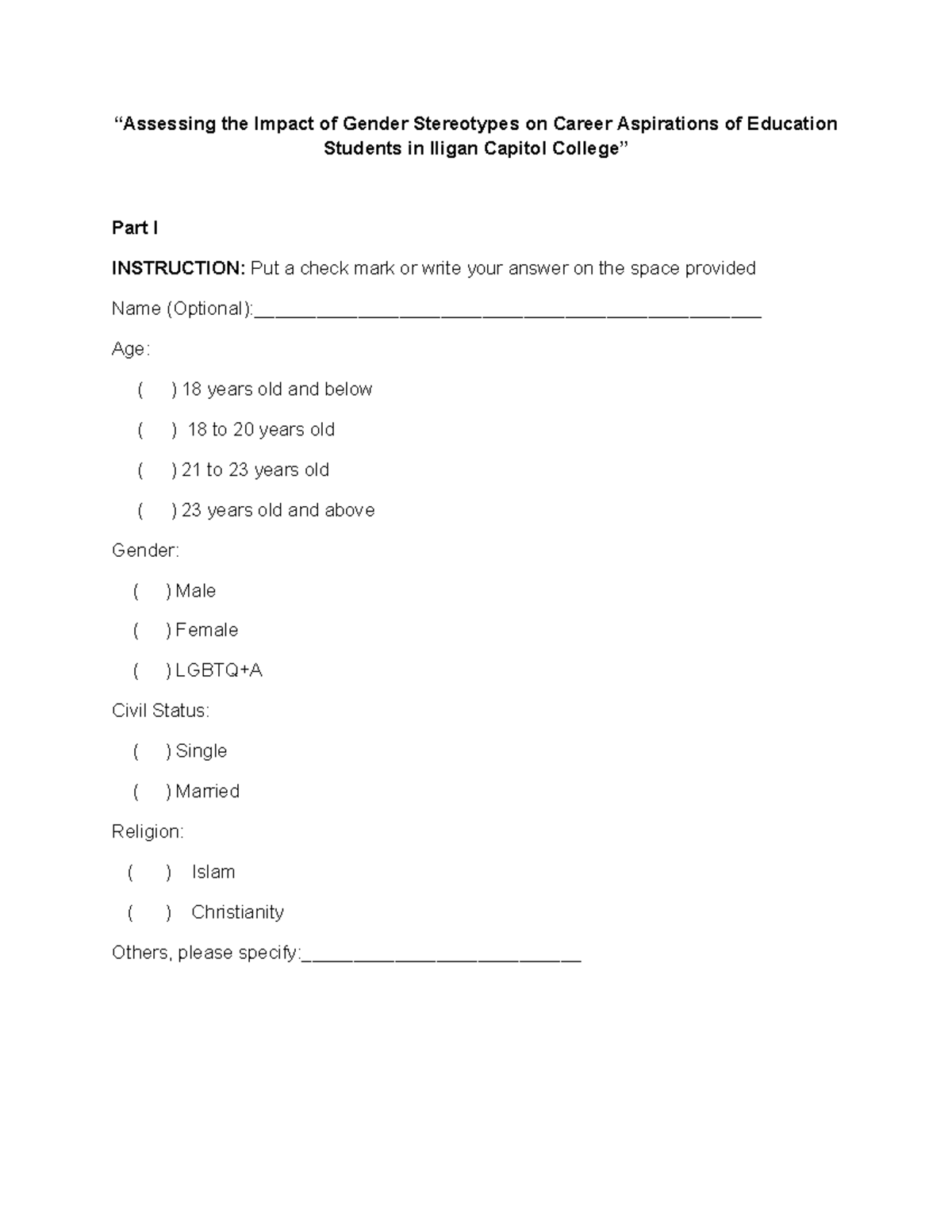 Final - “Assessing the Impact of Gender Stereotypes on Career ...