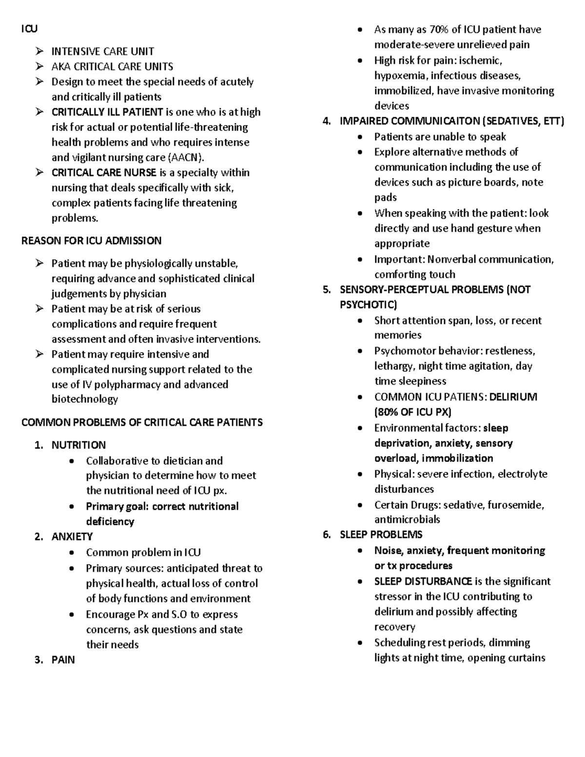 ICU and Renal failure lecture - ICU INTENSIVE CARE UNIT AKA CRITICAL ...