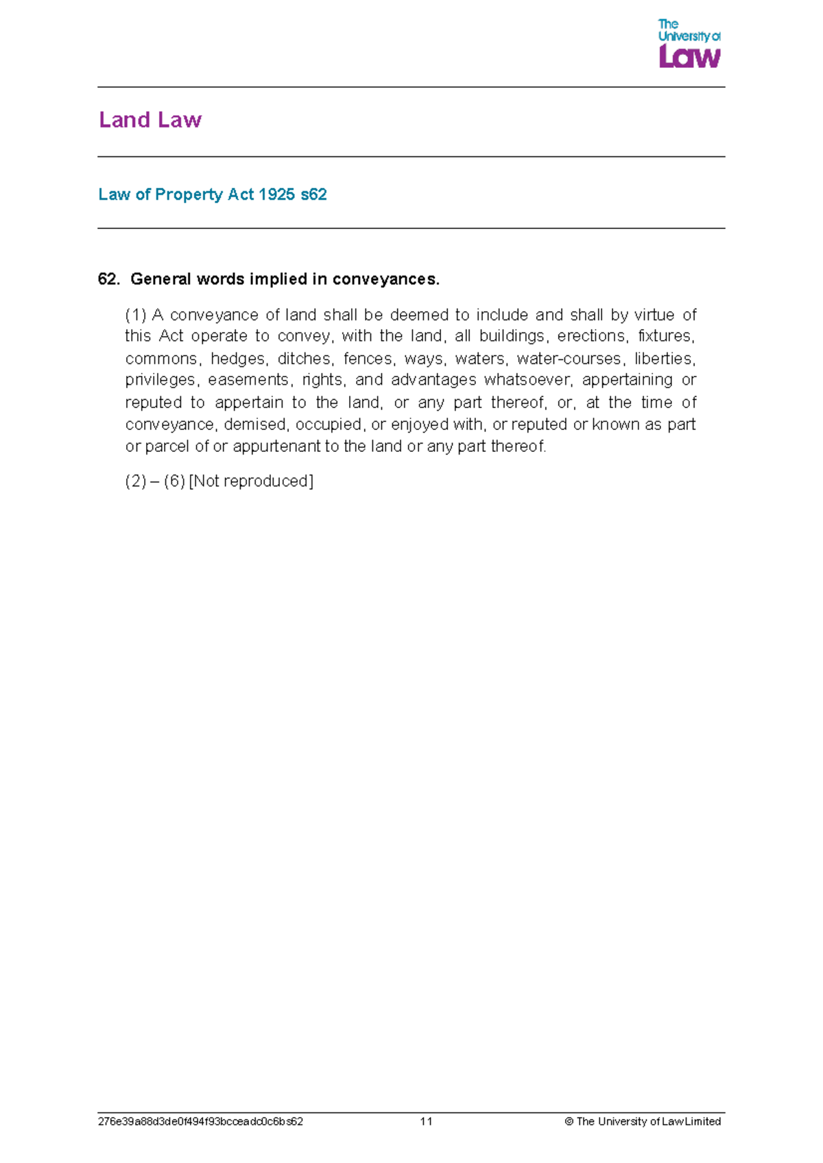 2425 land u05 ce01 LPAs62 - Land Law Law of Property Act 1925 s 62 ...