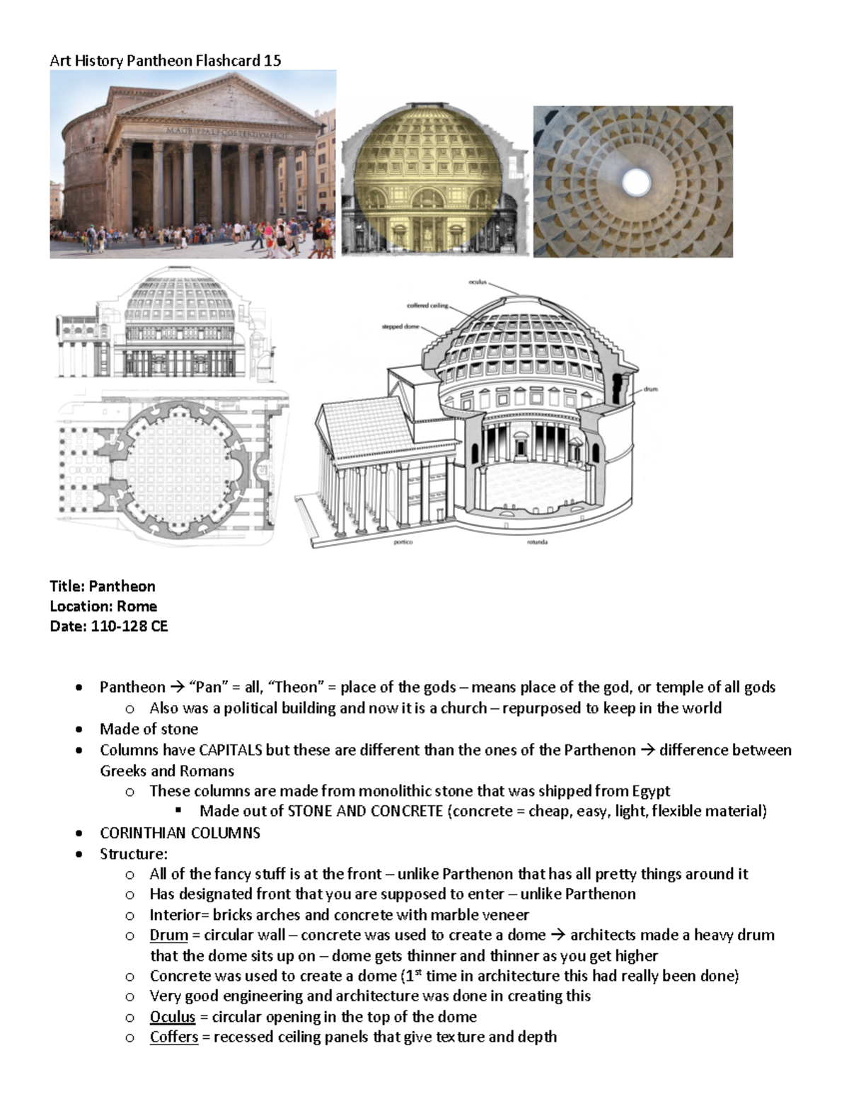 Pantheon Flashcard 15 - of a building § Composite = ionic + Corinthian ...