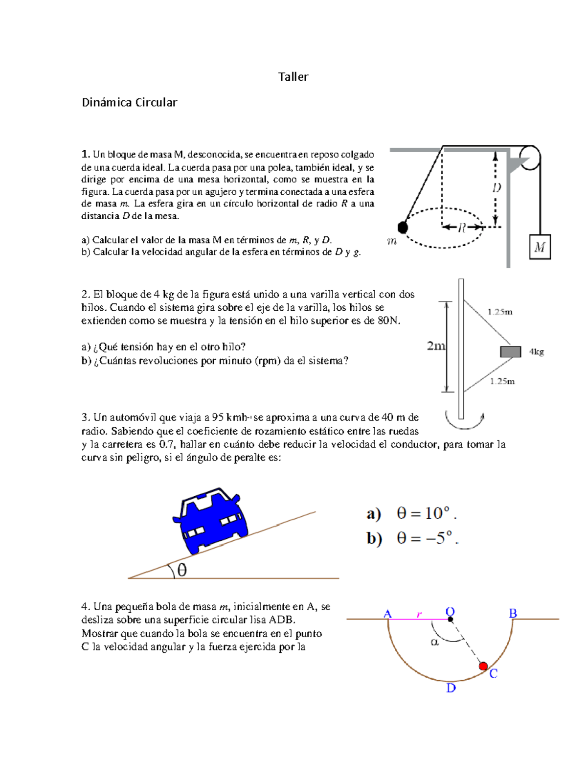 Taller Dinámica Circular - Taller Dinámica Circular Un Bloque De Masa M ...