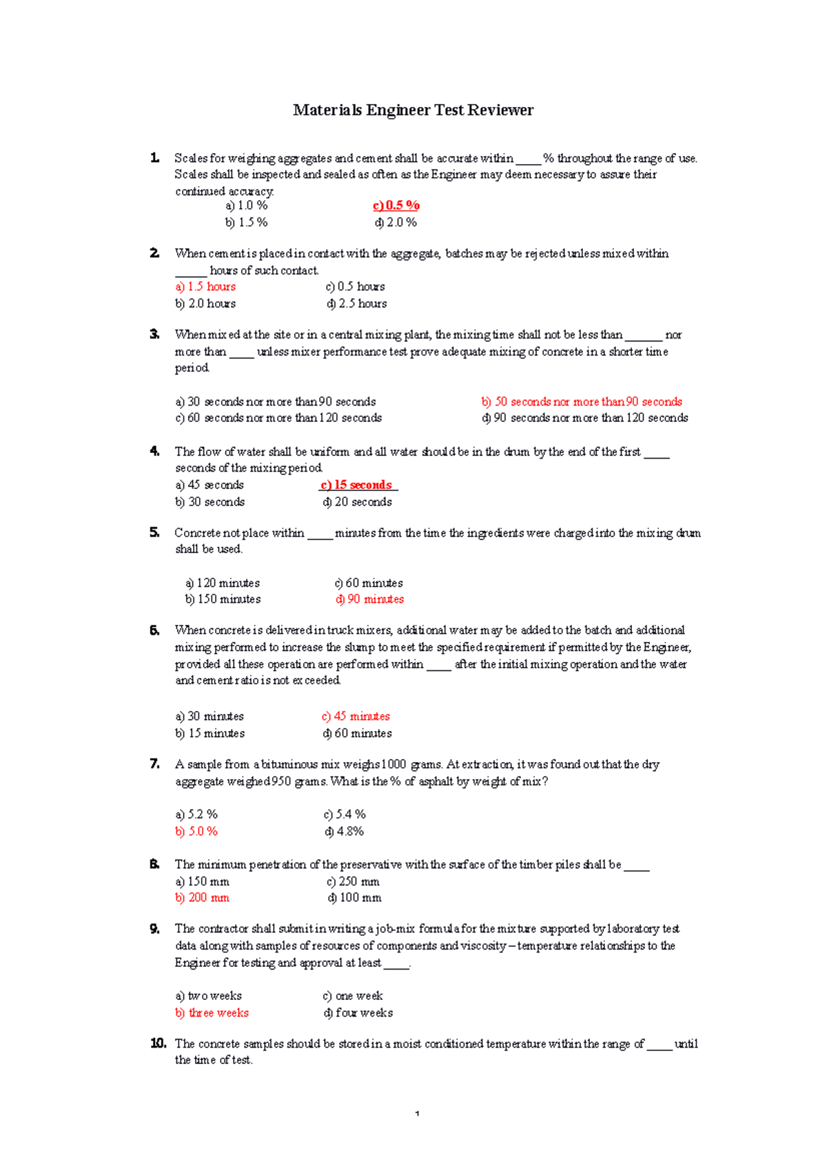 Dokumen DPWH MATERIAL ENGINEER REVIEWER Materials Engineer Test
