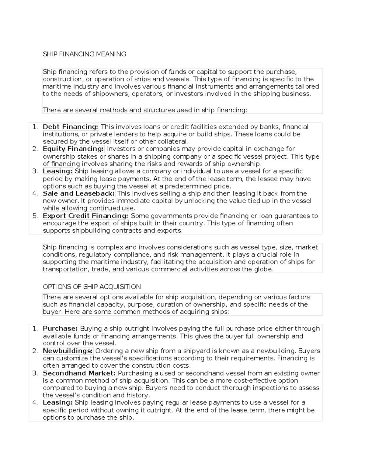 SHIP Financing Meaning Notes 2 - SHIP FINANCING MEANING Ship financing ...