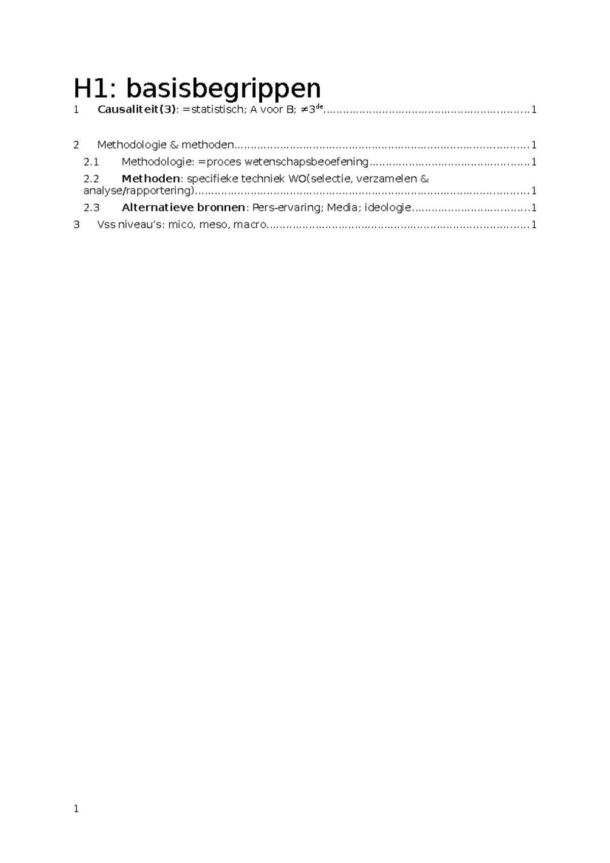 H1: Inleiding De Bassisbegrippen - H1: Basisbegrippen 1 Causaliteit(3 ...