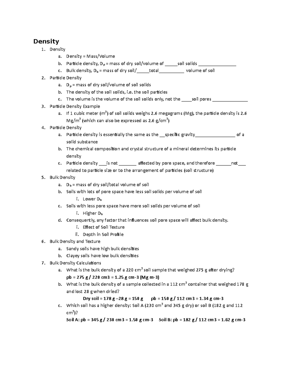 2d. Lecture Notes - 2d - Density Density a. Density = Mass/Volume b ...