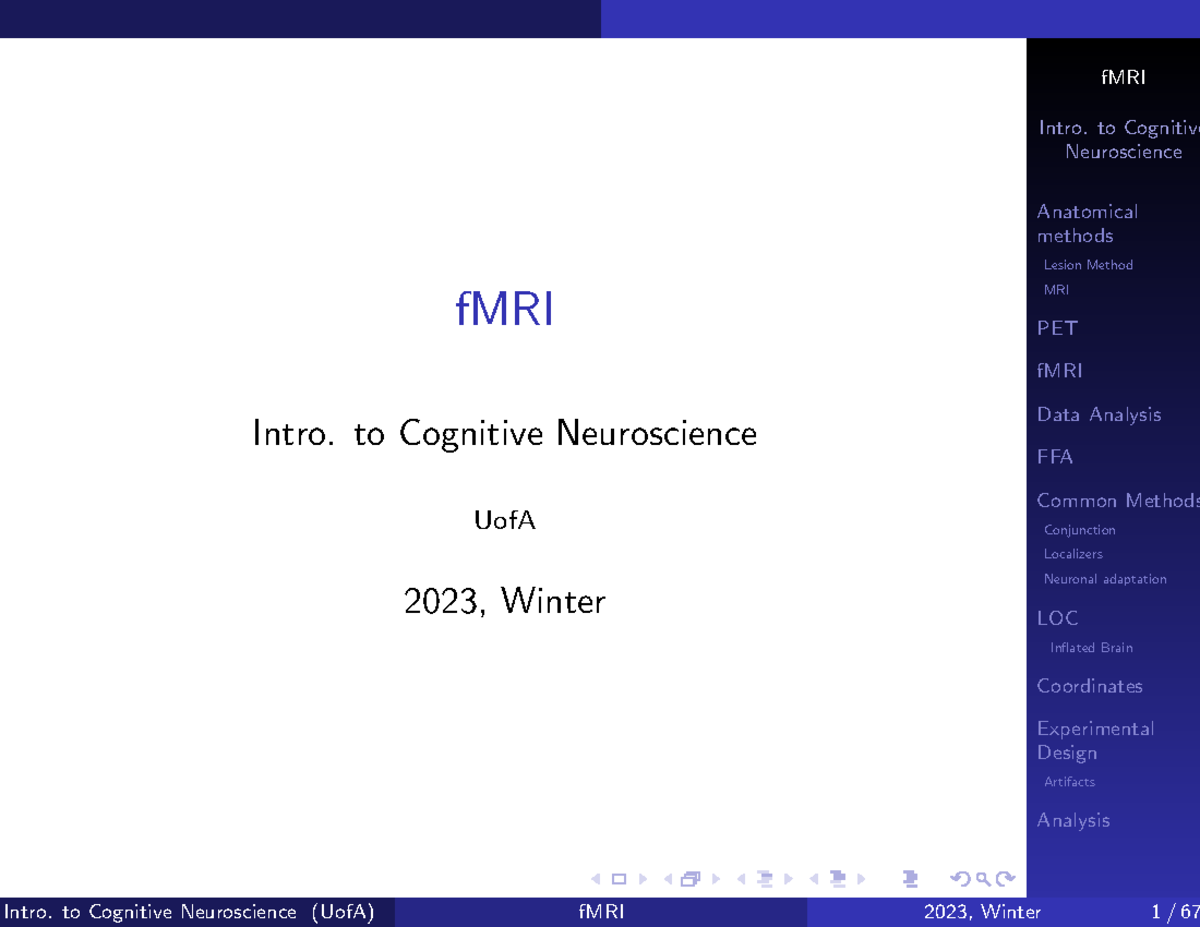 Lec 3 - Psych 375 - FMRI Intro. To Cognitive Neuroscience Anatomical ...