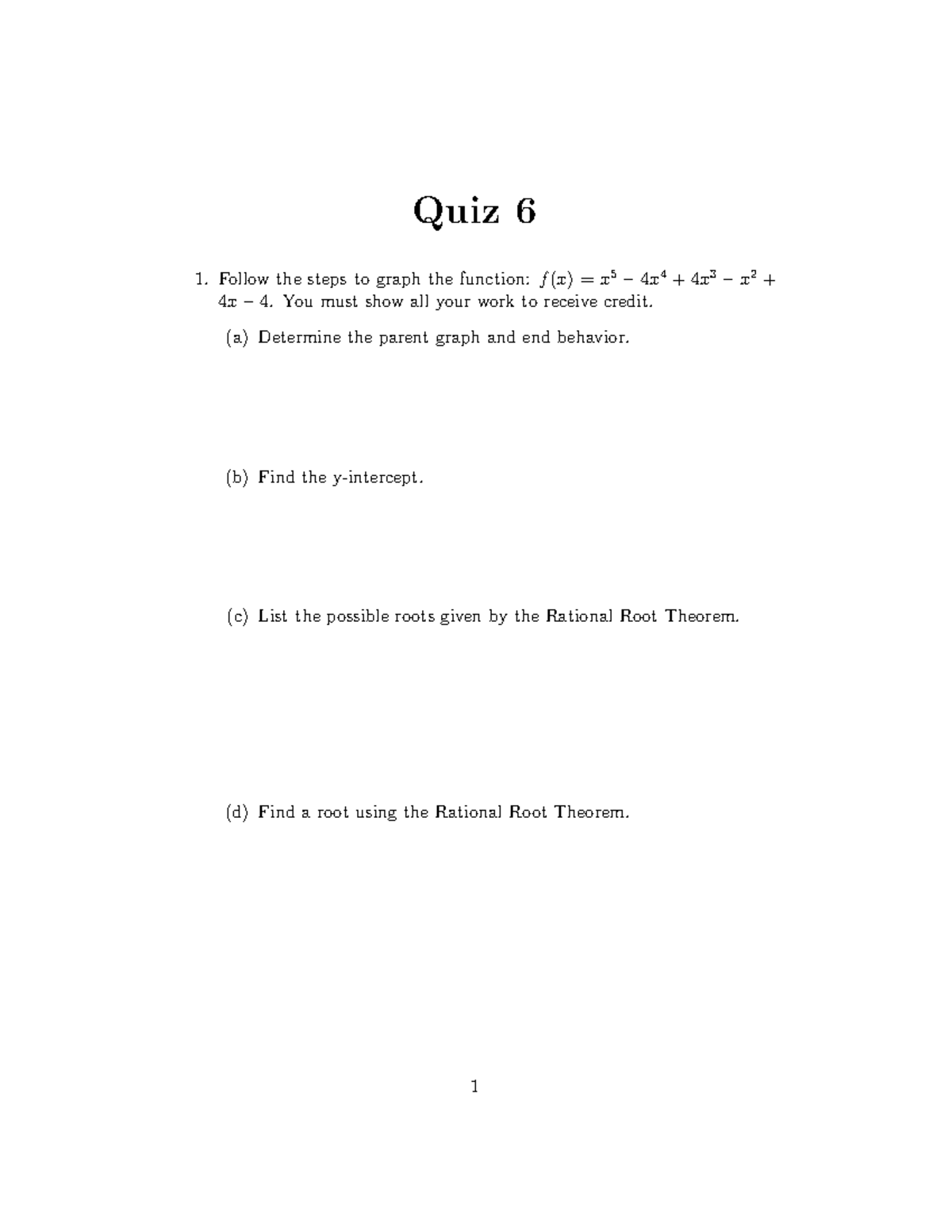 Math 19 Quiz 6 questions - MATH 19 - Quiz 6 Follow the steps to graph ...