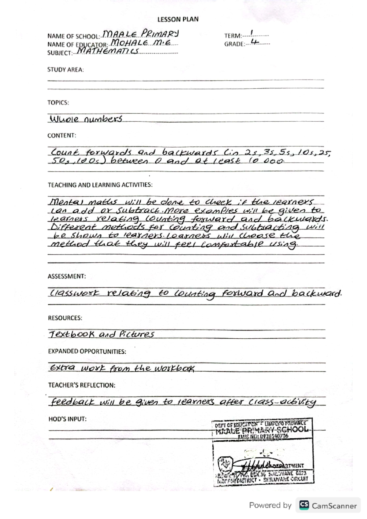 Tutorial on lesson plan for the class to maintain and reproduce the ...