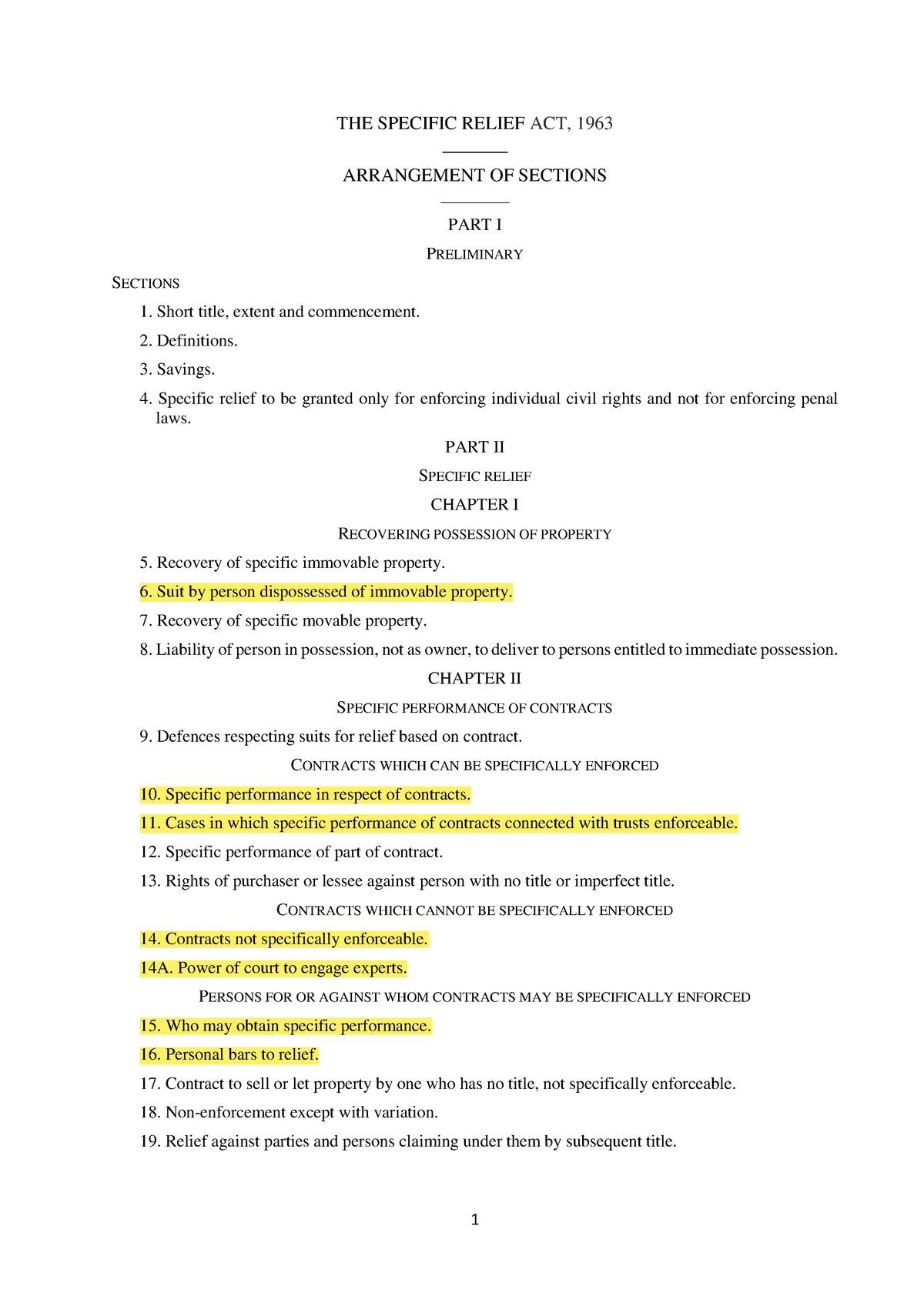 The Specific Relief Act 1963 - THE SPECIFIC RELIEF ACT, 1963 ...