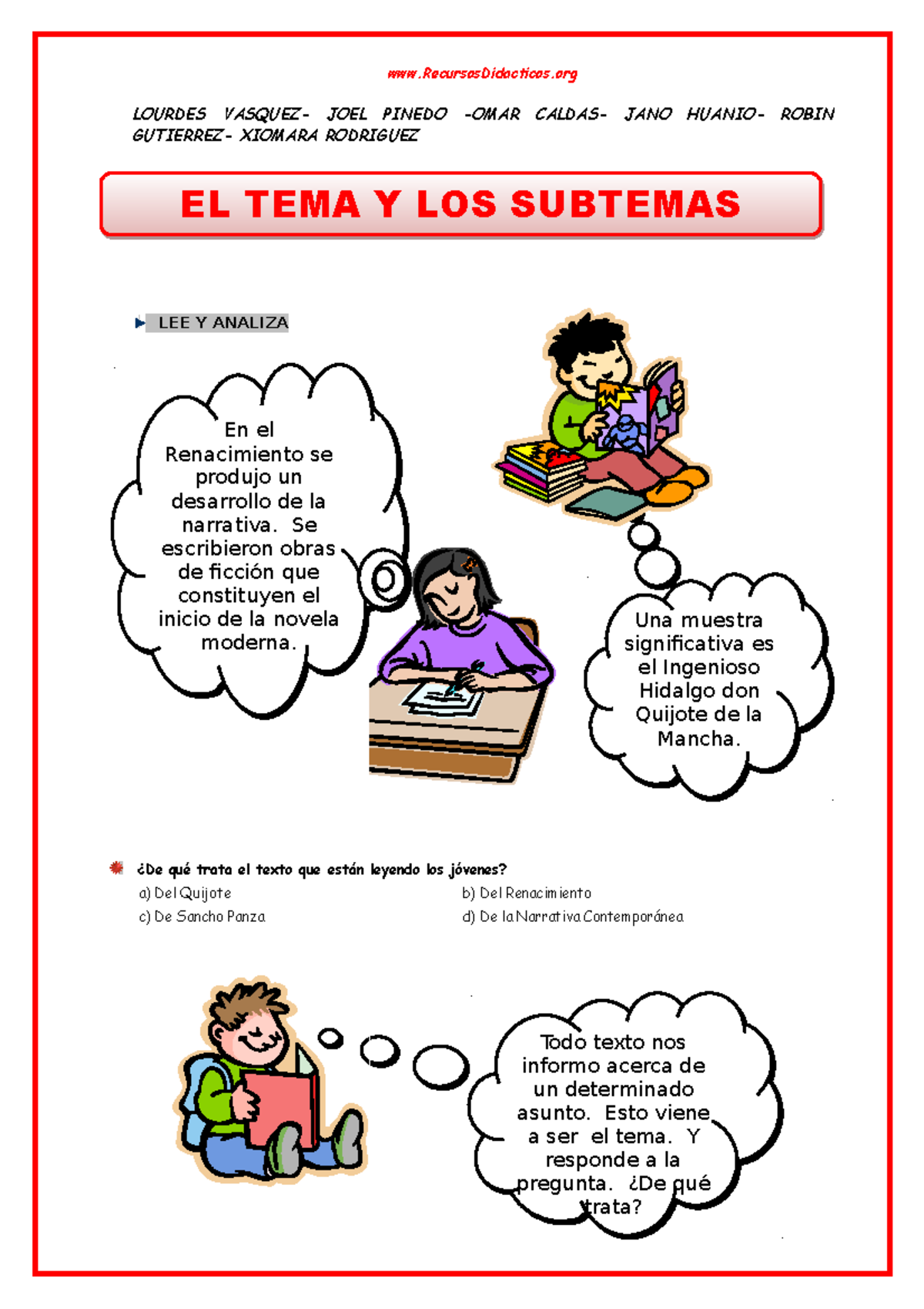 El-Tema-y-los-Subtemas - EL TEMA Y LOS SUBTEMASEL TEMA Y LOS SUBTEMAS ...