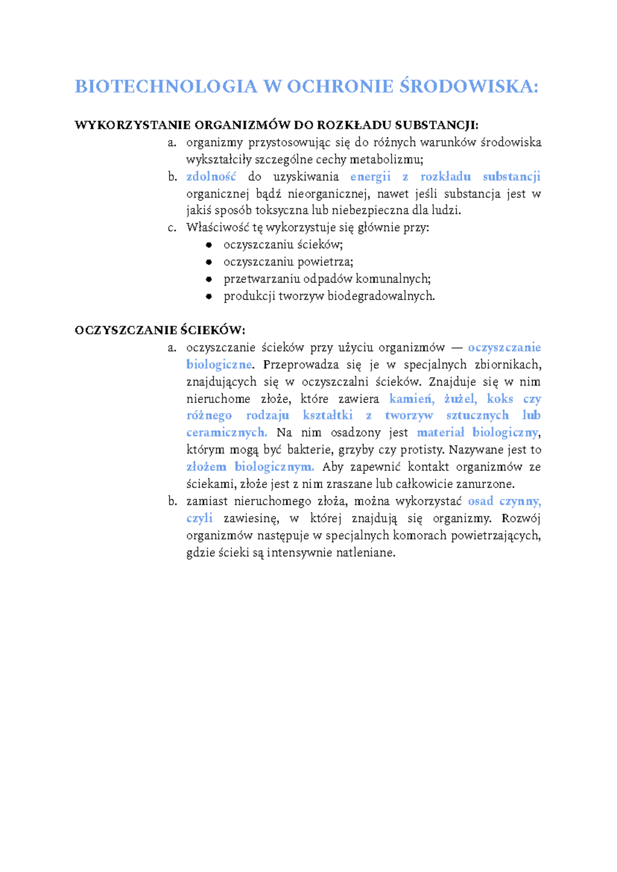 Biologia - Biolcia - BIOTECHNOLOGIA W OCHRONIE ŚRODOWISKA
