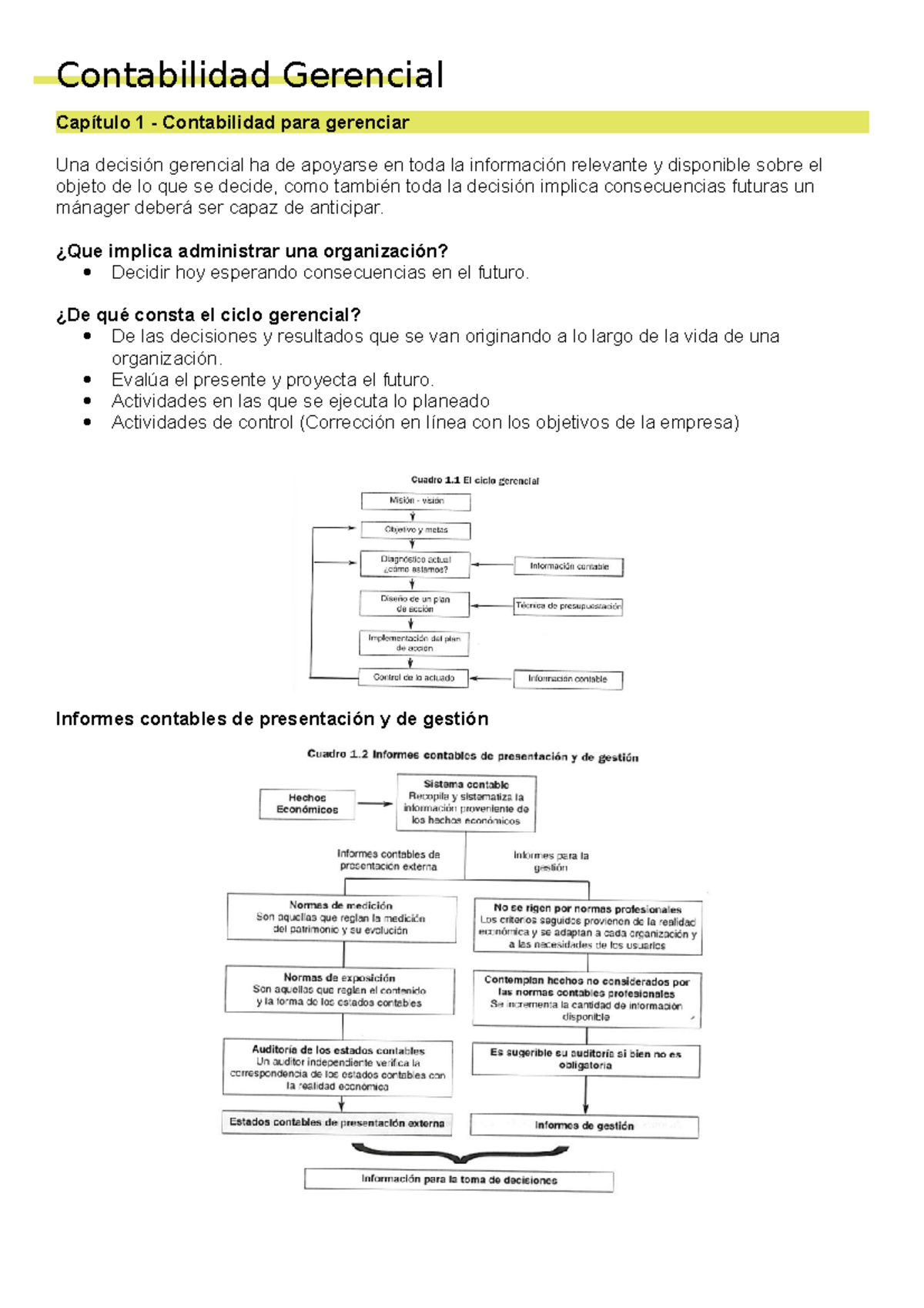 Conta Gerencial Apuntes Contabilidad Gerencial Capítulo 1 Contabilidad Para Gerenciar Una 8269