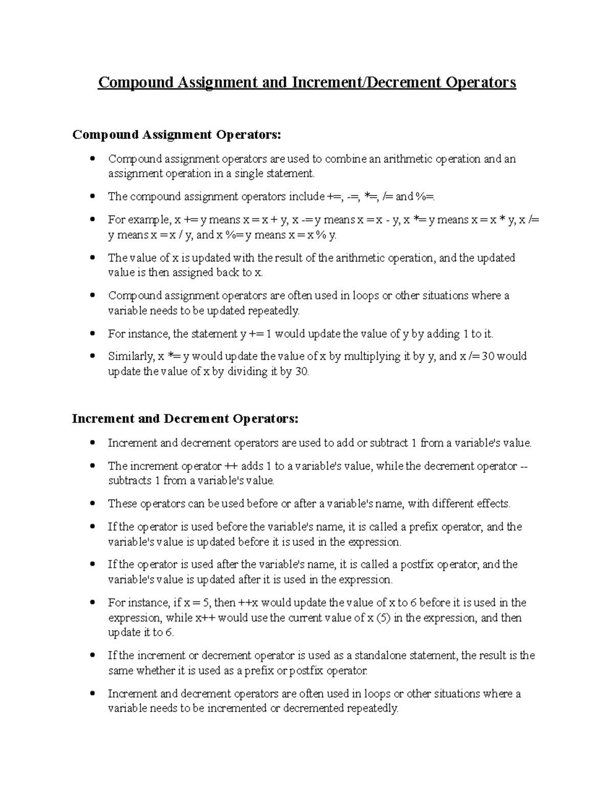 compound assignment operators quiz ap classroom