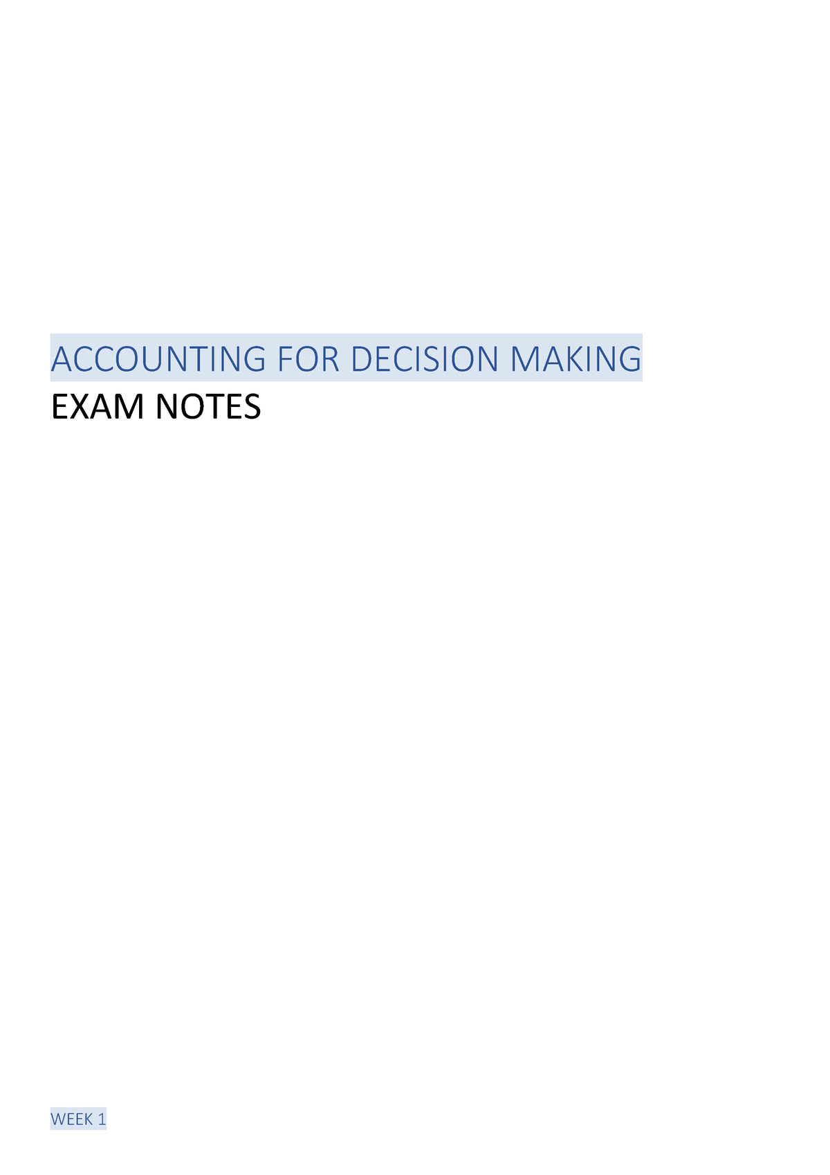 accounting for decision making assignment