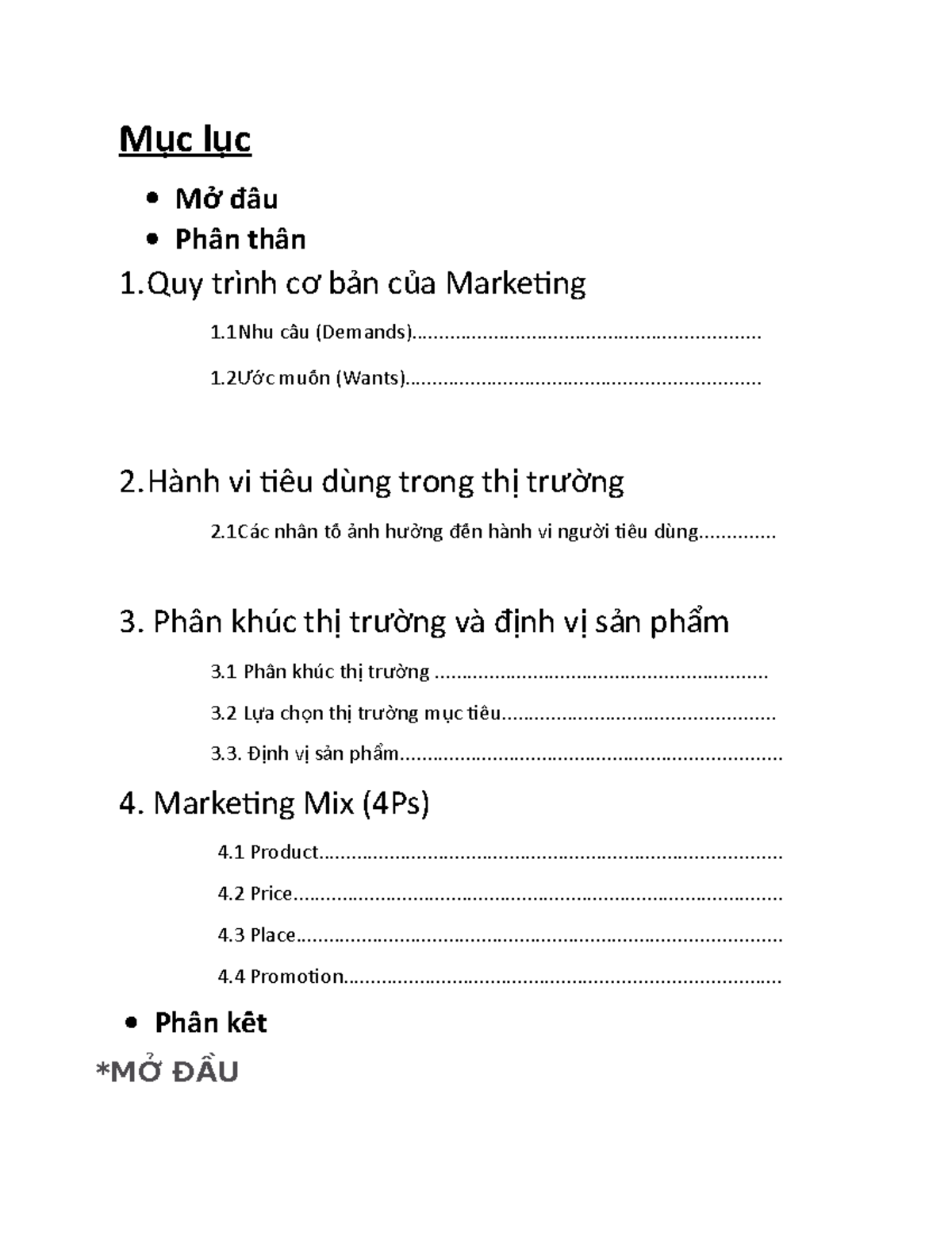 Marketing 4Ps - M C L Cụ ụ M ởđầầu Phầần Thần 1 Trình C ơ B N C A ...