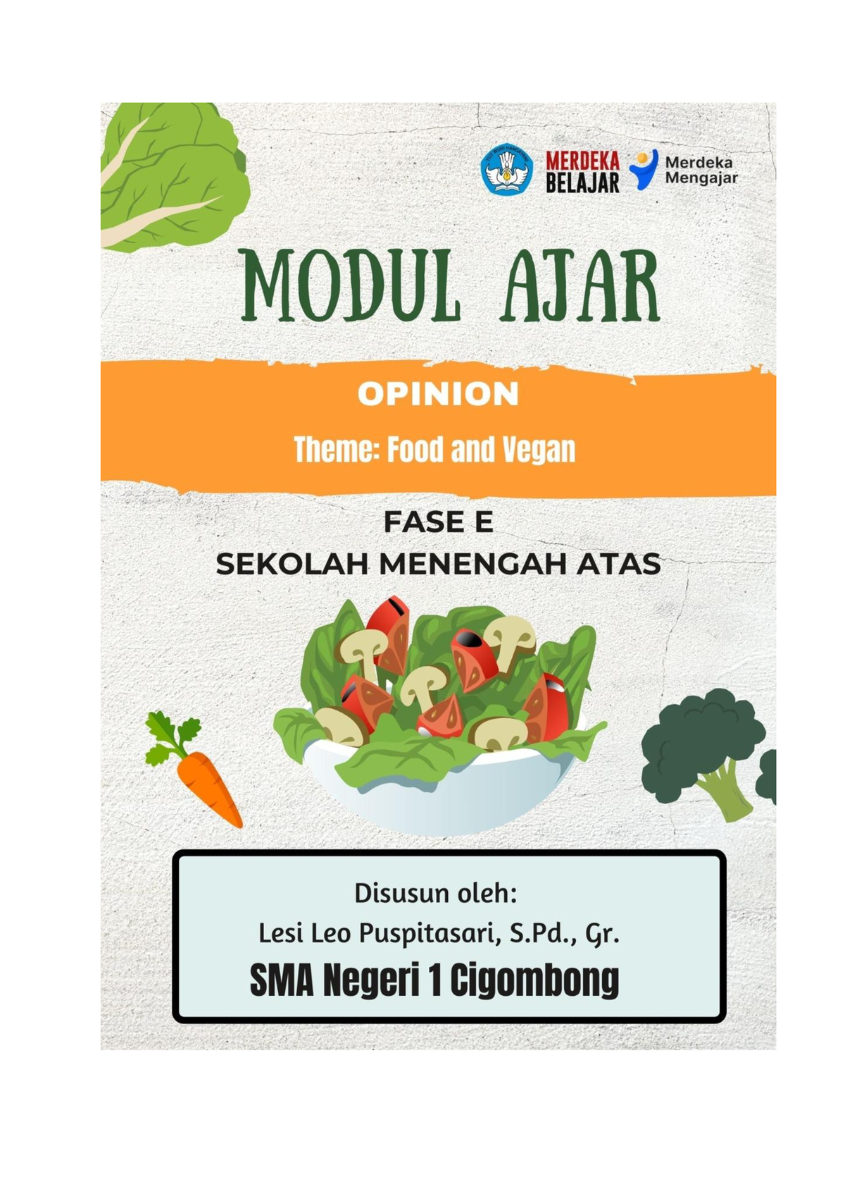 Modul Ajar Bahasa Inggris - Food, Vegan And Opinion - Fase E - MODUL ...