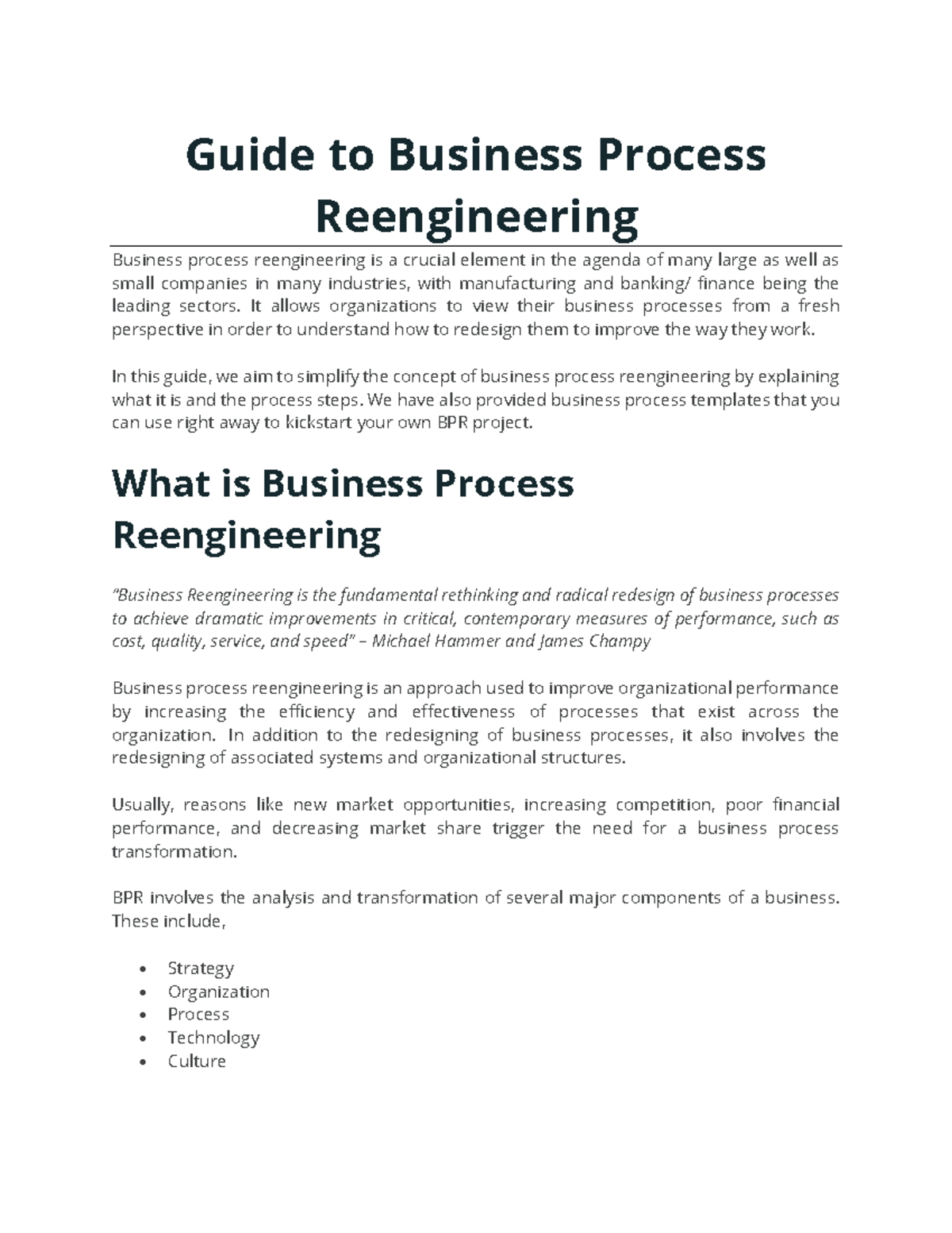 Guide to Business Process Reengineering - Guide to Business Process ...