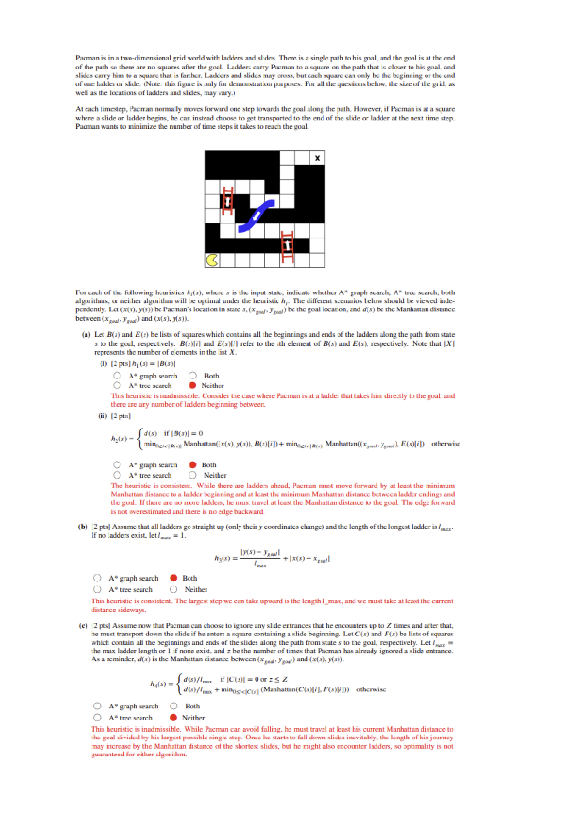 Book1 - Notes - Pacman is in a grid world with ladders and slides ...