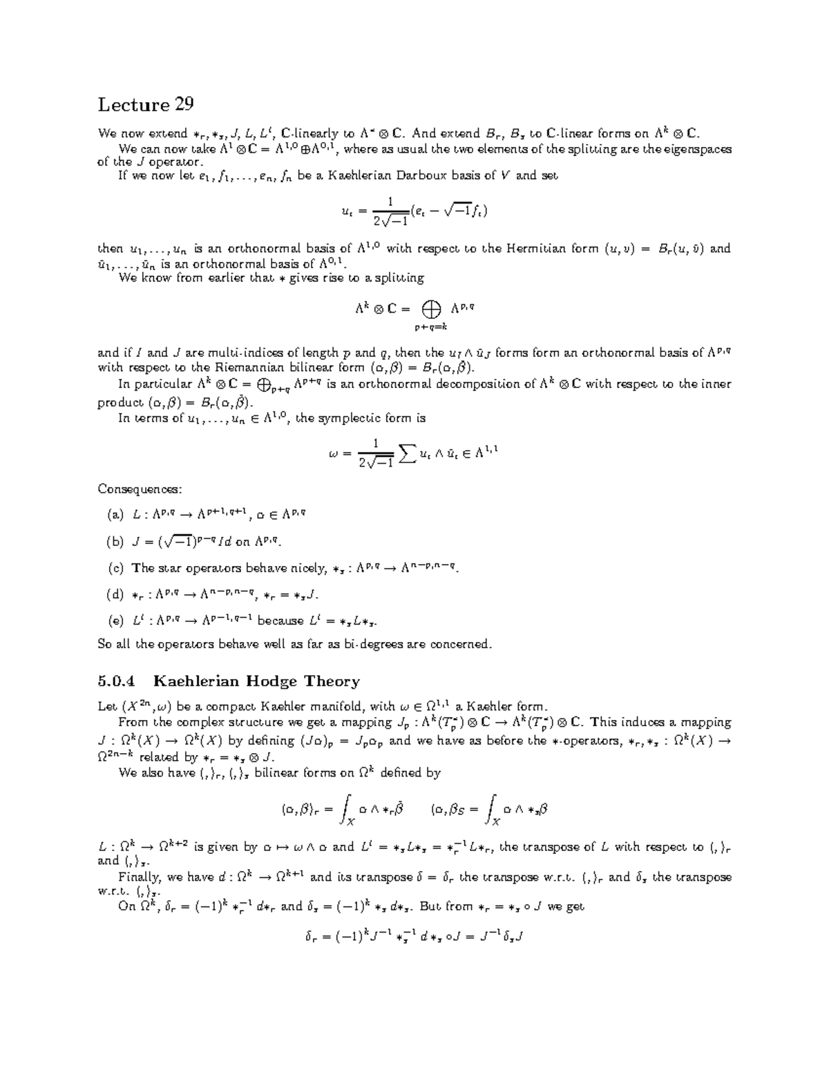 Hodge Theory On Kaehler Manifolds Lecture 29 We Now Extend R S J L Lt Studocu