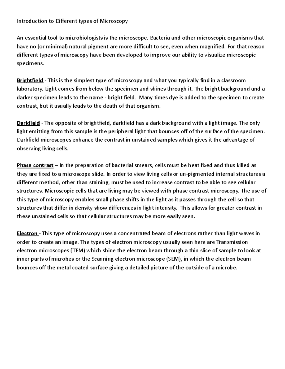 Introduction To Different Types Of Microscopy Bacteria And Other Microscopic Organisms That Introduction To Different Types Of Microscopy Bacteria And Other Microscopic Organisms That