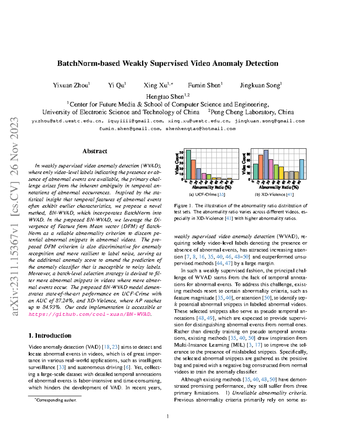 Batch Norm Based Weakly supervised anomaly detection - BatchNorm-based ...